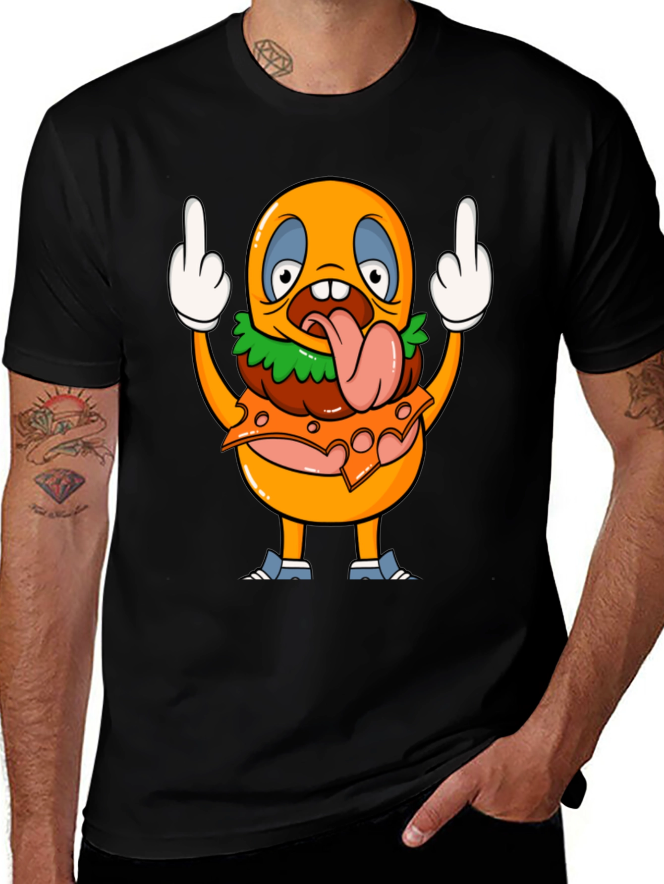 Variant 5 of Funny Burger Cartoon Graphic Novelty T-Shirt