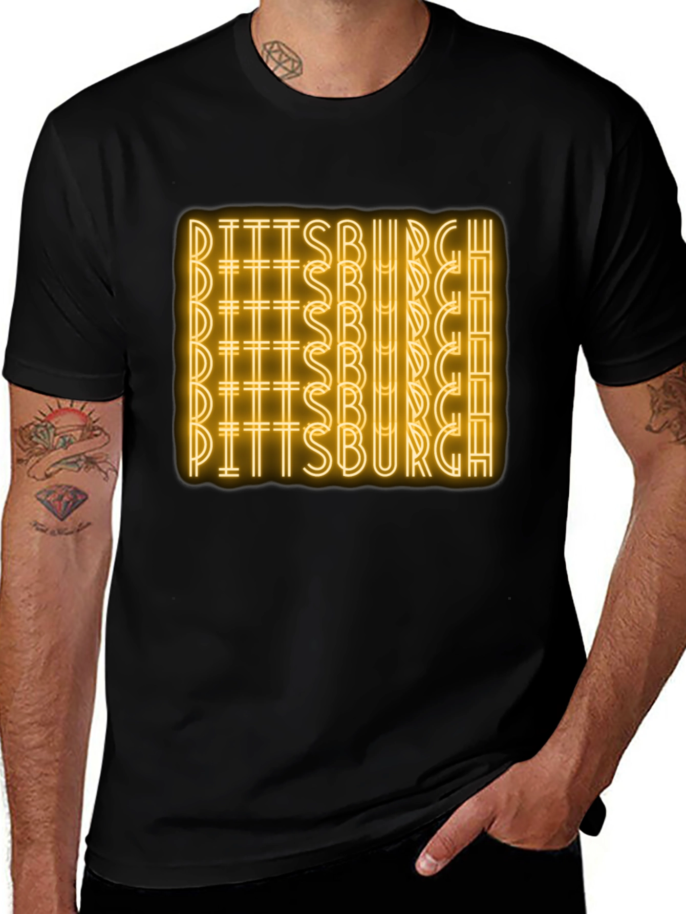 Pittsburgh Neon Sign Graphic T-Shirt