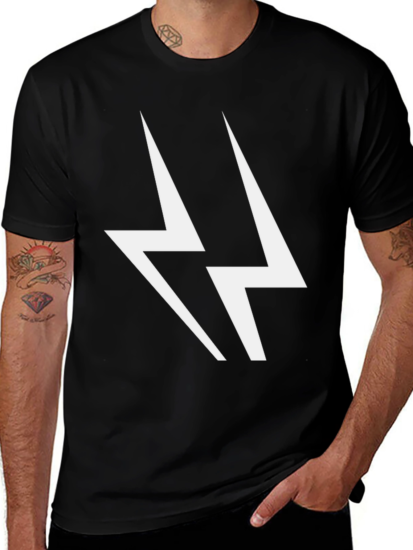 Variant 4 of Bold Lightning Bolt Graphic Black T-Shirt