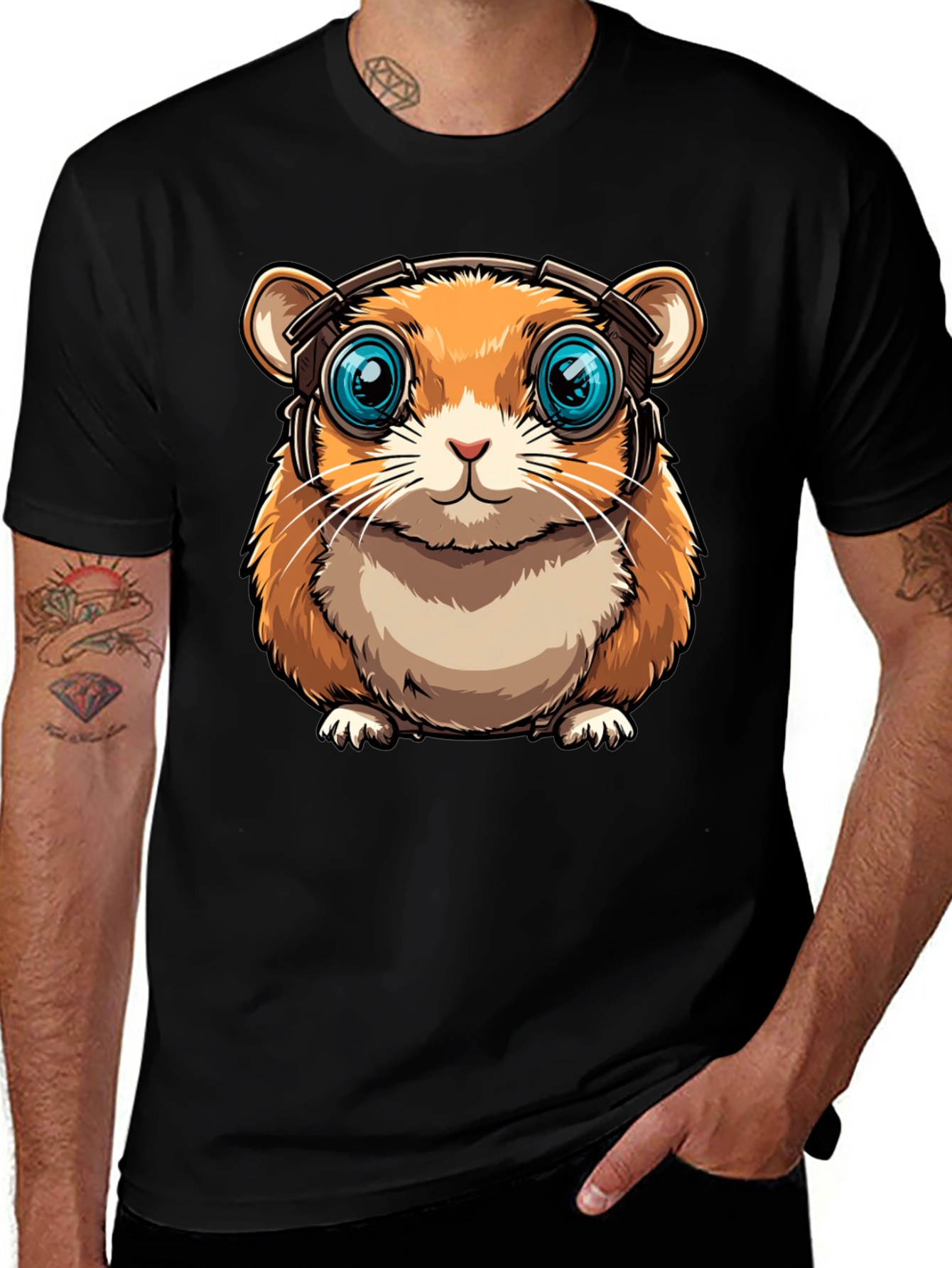 Variant 15 of Hamster Headphone Graphic Tee
