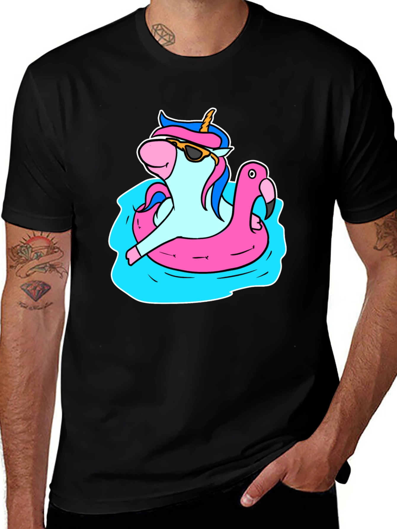 Variant 27 of Unicorn Flamingo Pool Party Graphic T-Shirt