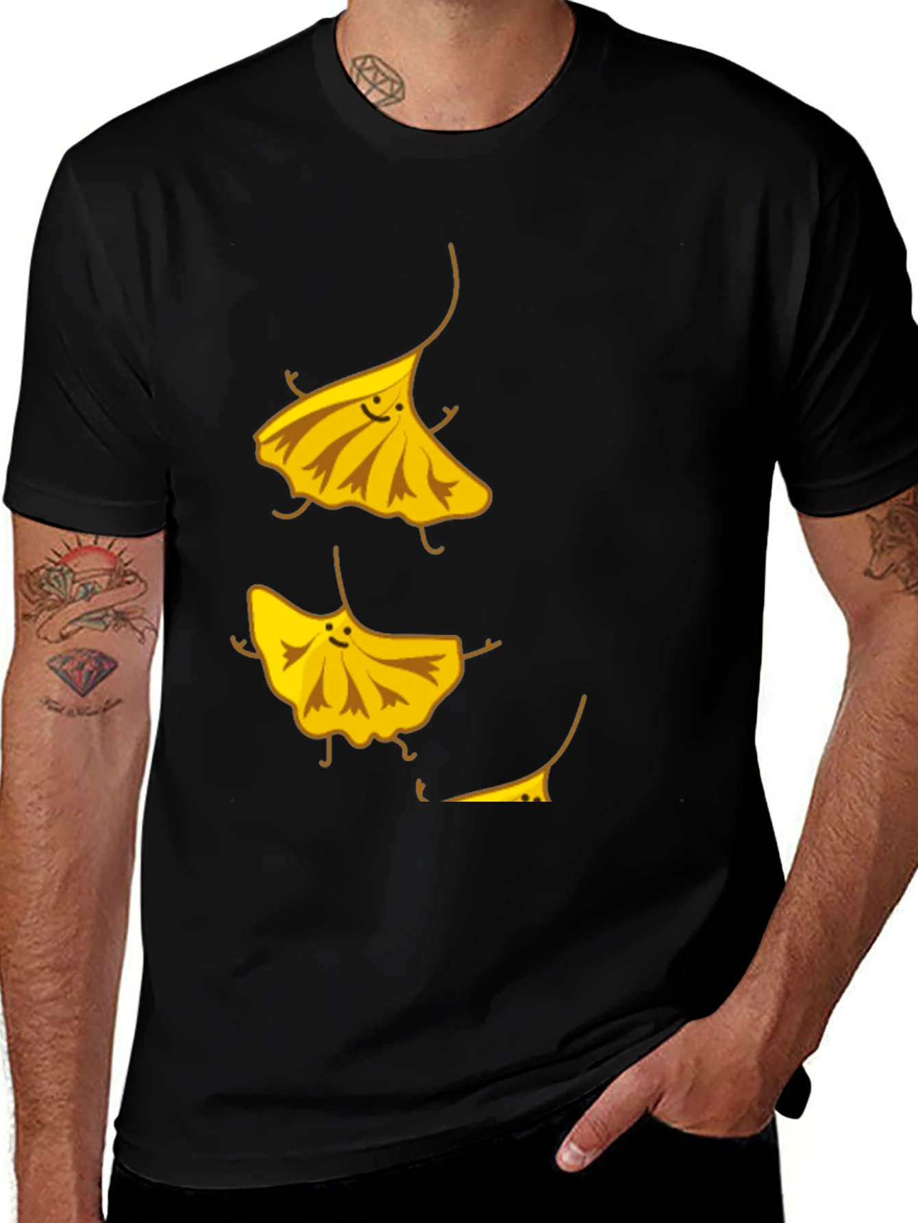 Variant 22 of Gingko Leaf Dancing Black T-Shirt