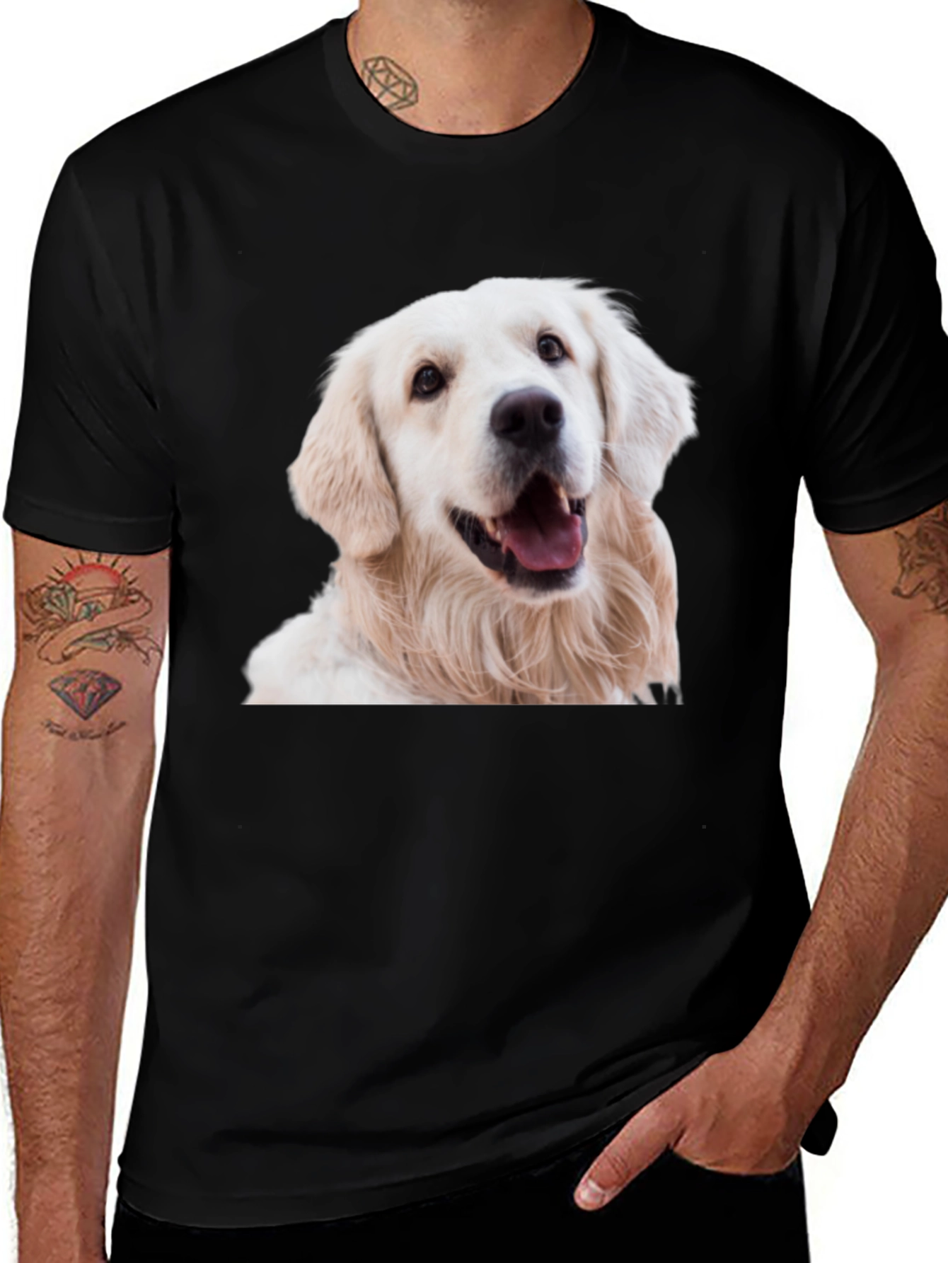 Variant 16 of Golden Retriever Dog Graphic Black T-Shirt