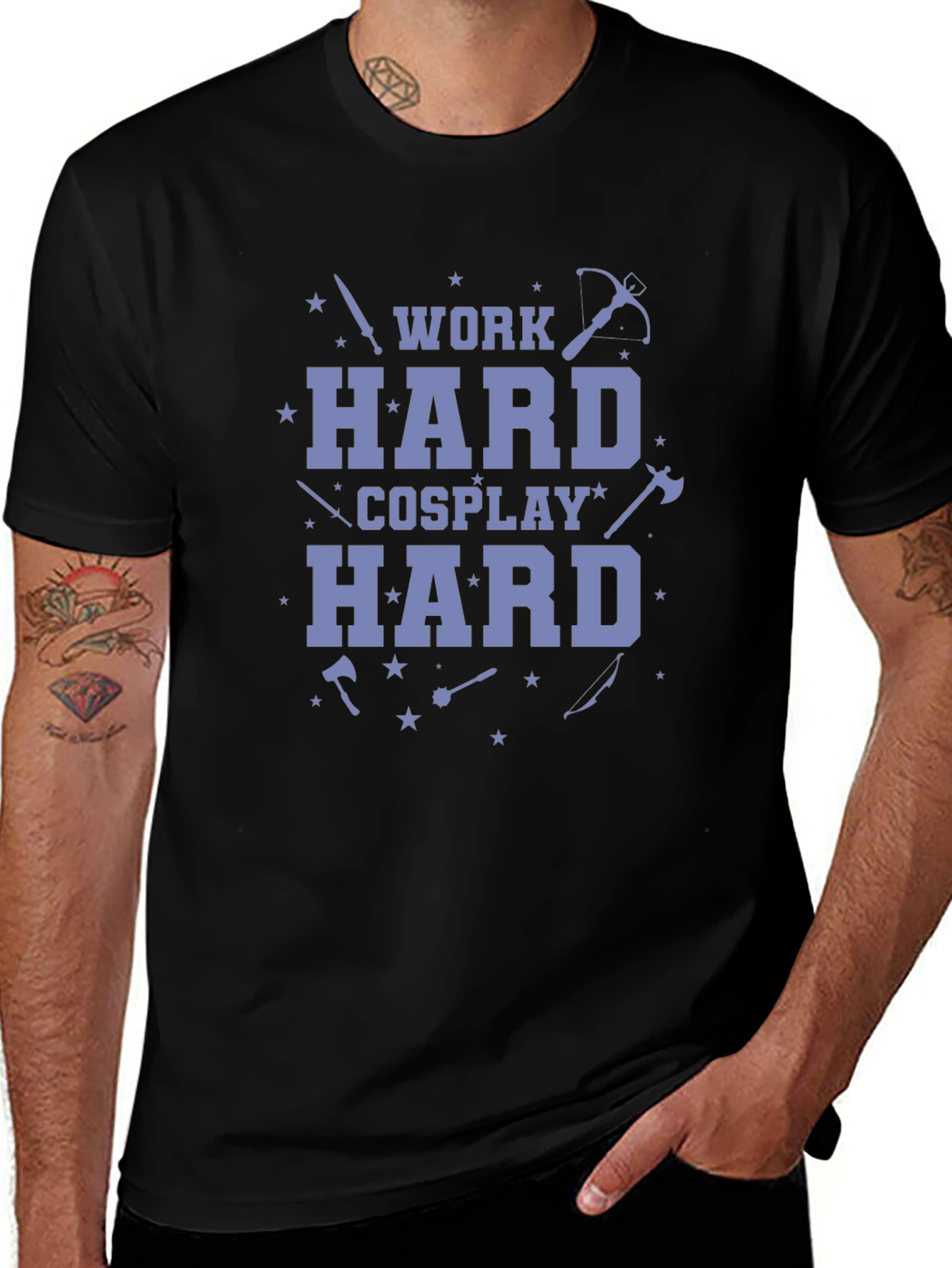 Work Hard Cosplay Hard Black T-Shirt
