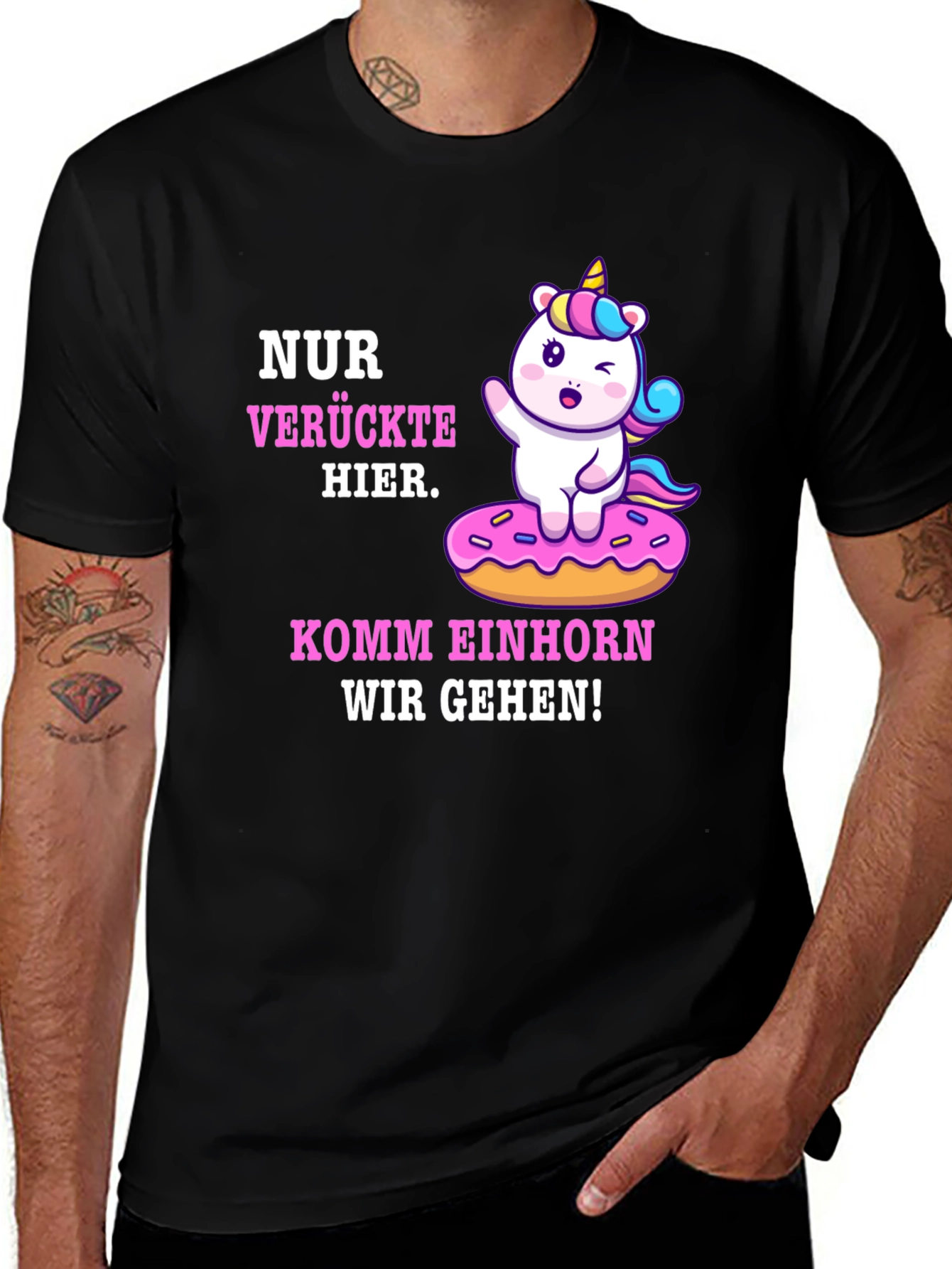 Variant 4 of Crazy Unicorn Graphic Tee - German Slogan Shirt