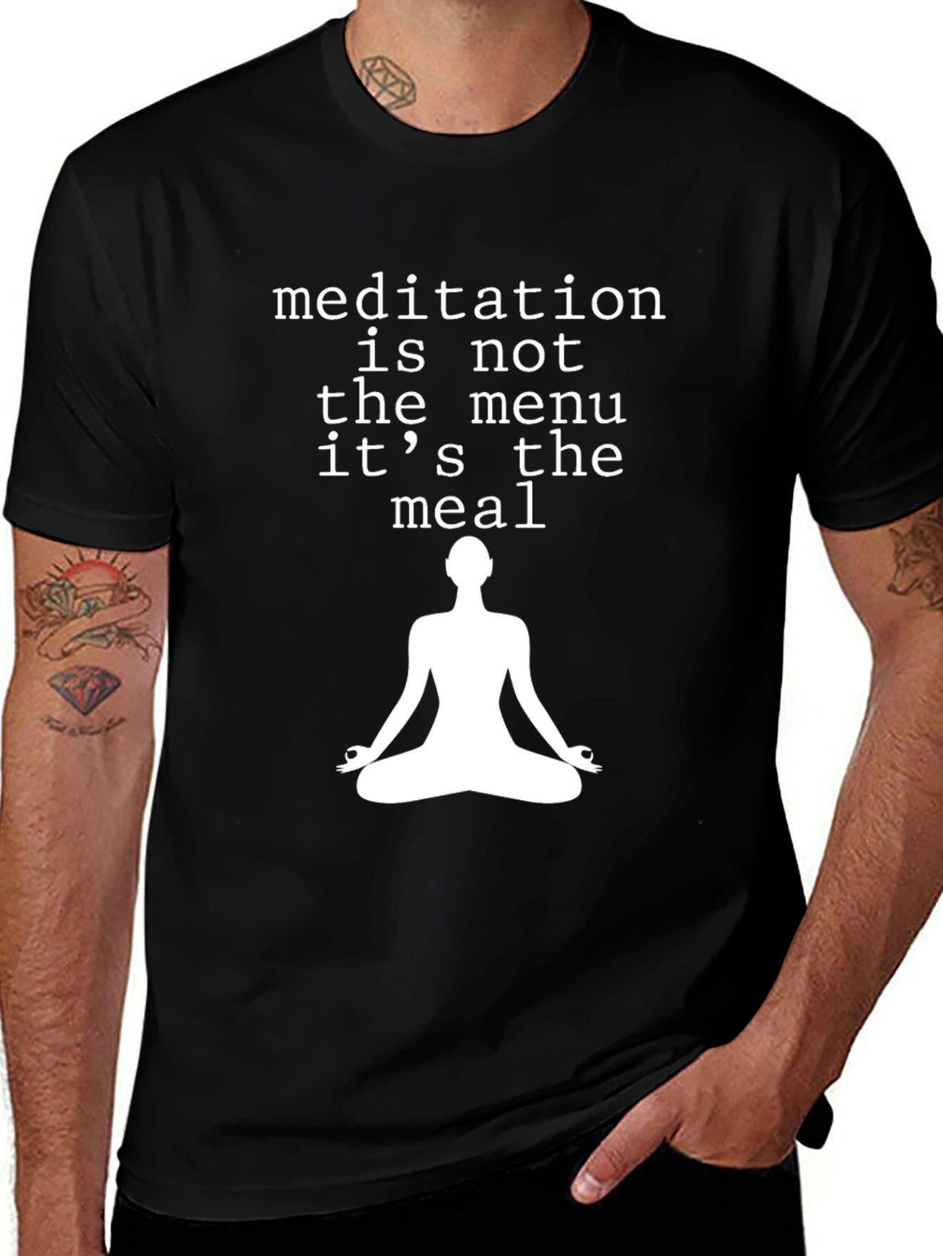 Variant 8 of Meditation is the Meal T-Shirt - Yoga Lotus Design