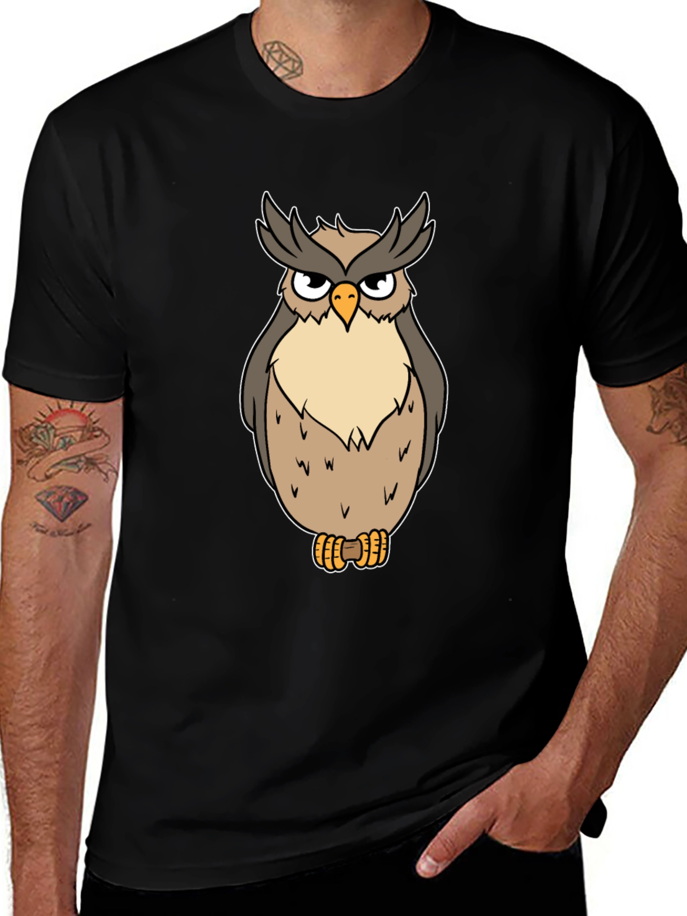 Variant 29 of Owl Graphic T-Shirt - Men's Black Tee