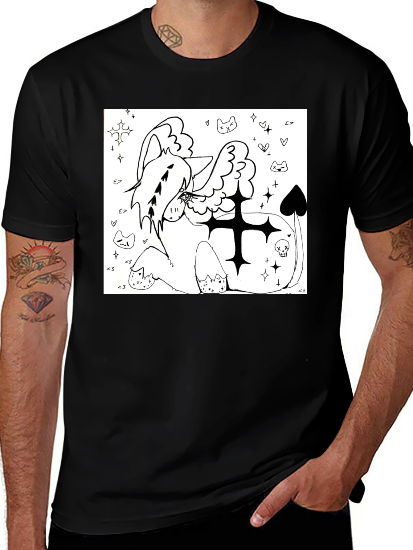 Variant 30 of Whimsical Graphic Tee - Black
