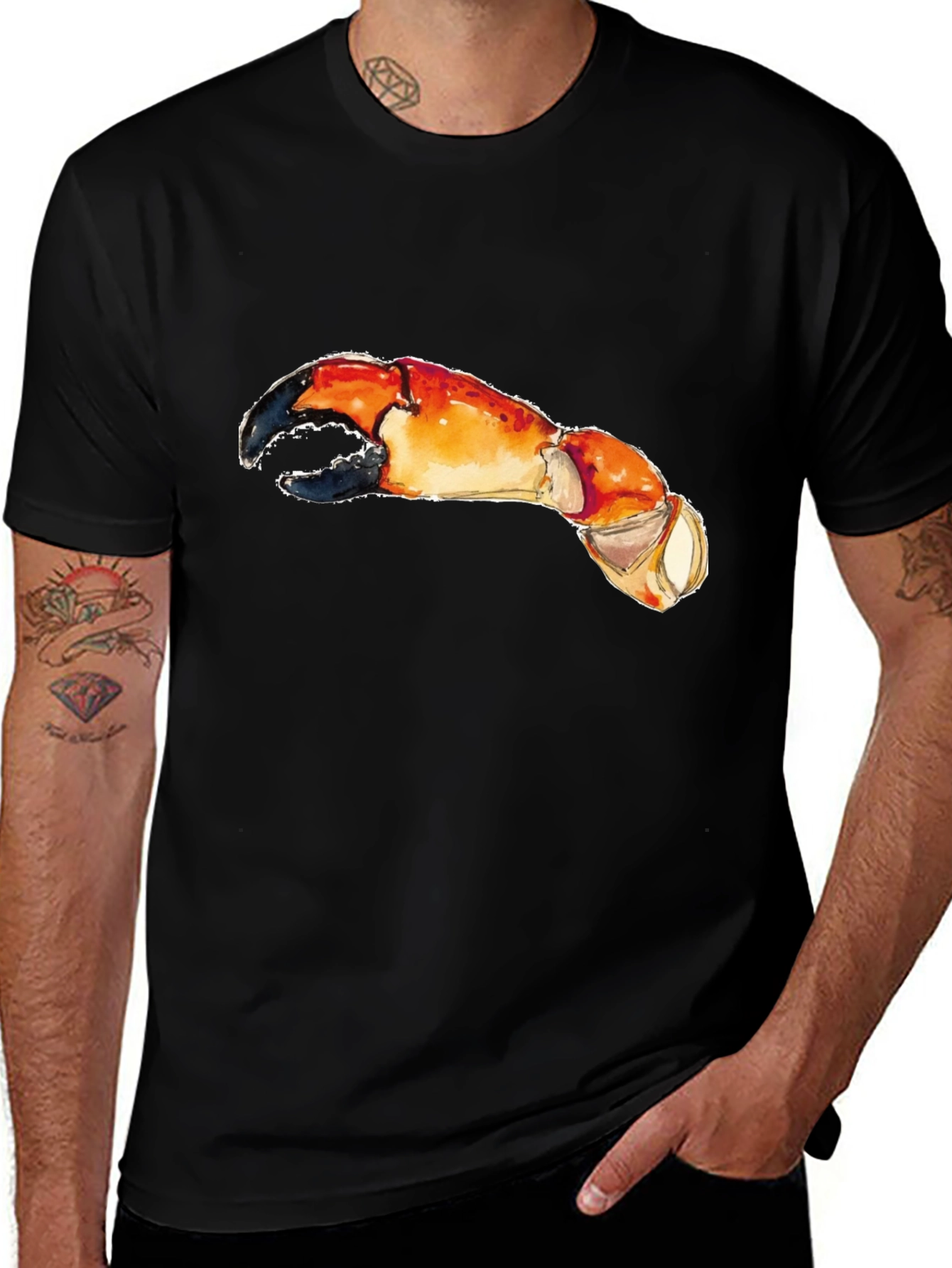 Black Crab Claw Graphic Tee - Unique & Playful Design main image