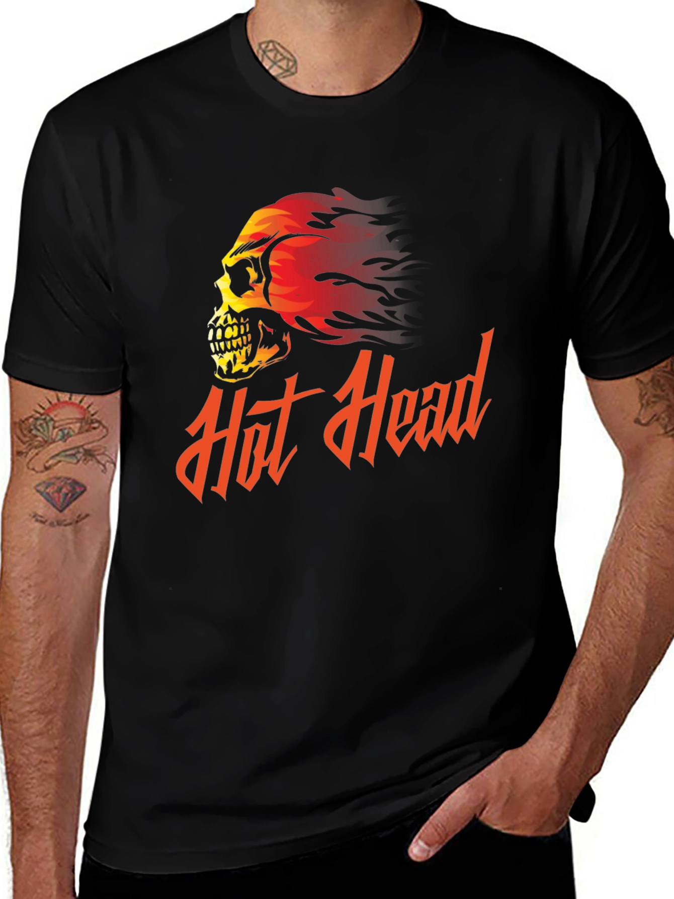 Variant 20 of Hot Head Skull Graphic Tee - Black T-Shirt