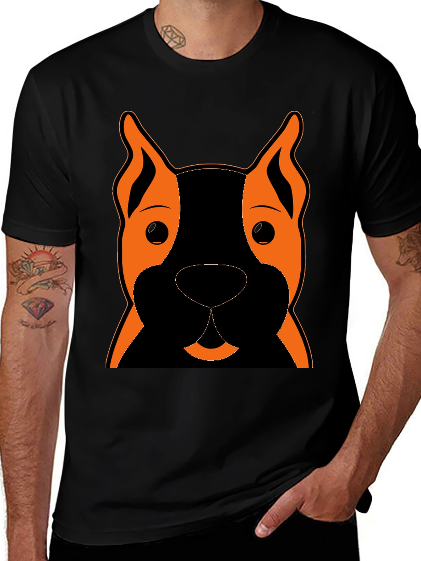 Variant 23 of Dog Face Graphic Black T-Shirt