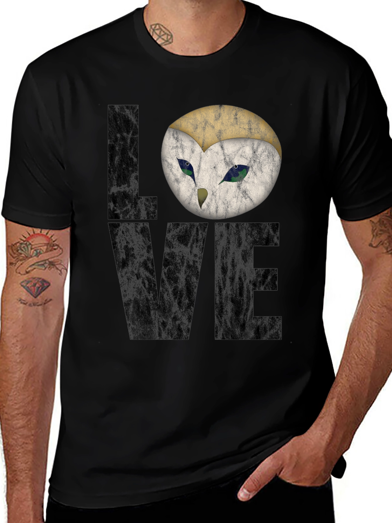 Variant 30 of Owl Love Graphic T-Shirt - Stylish Black Tee