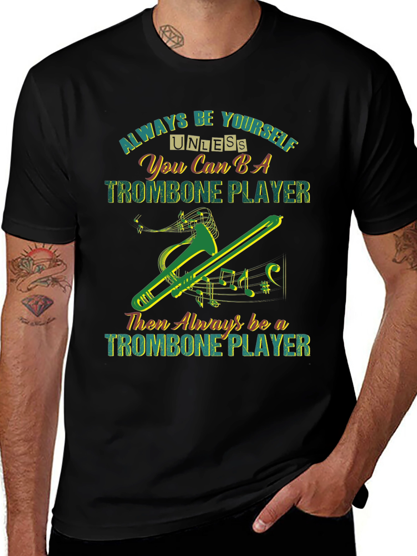 Variant 2 of Trombone Player Graphic T-Shirt - Music Lover Tee