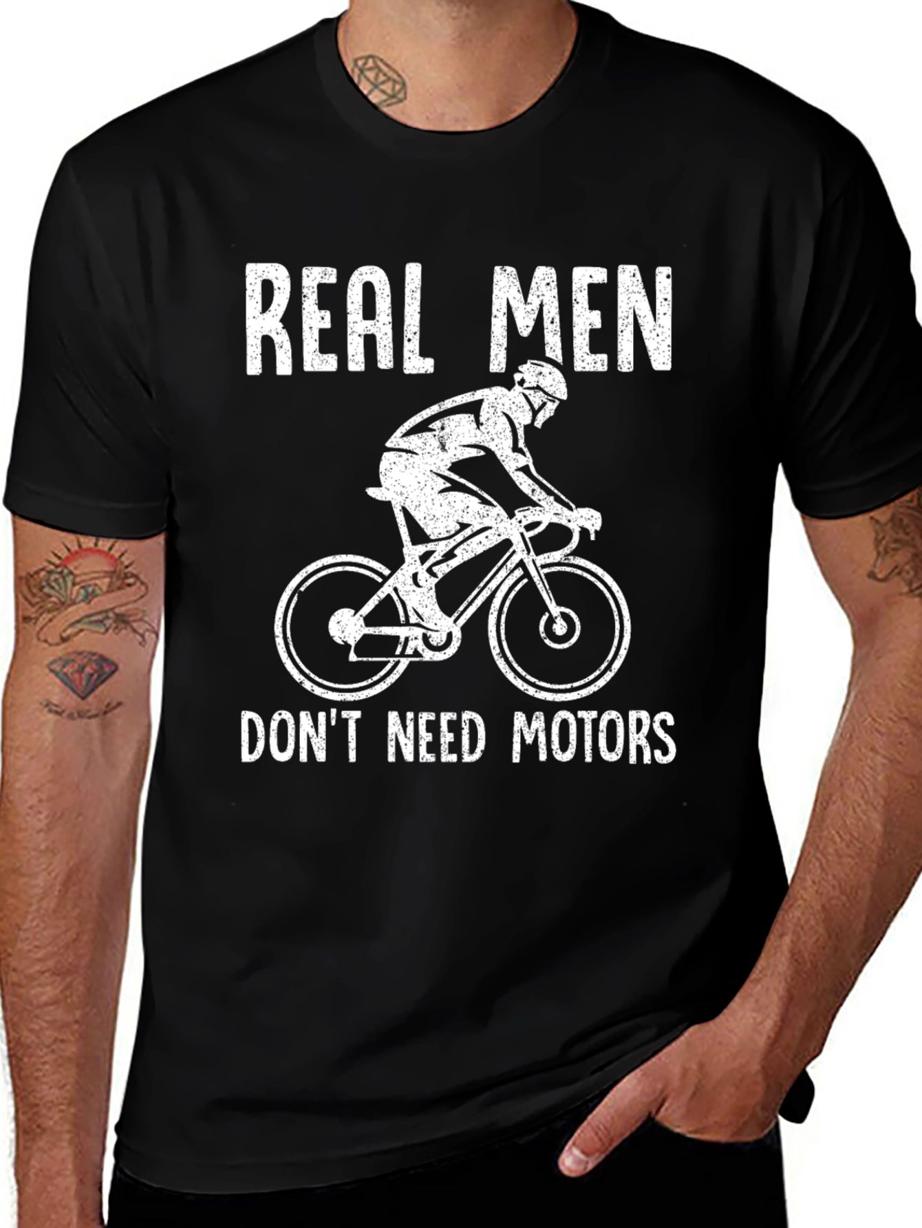 Variant 30 of Real Men Don't Need Motors Black T-Shirt