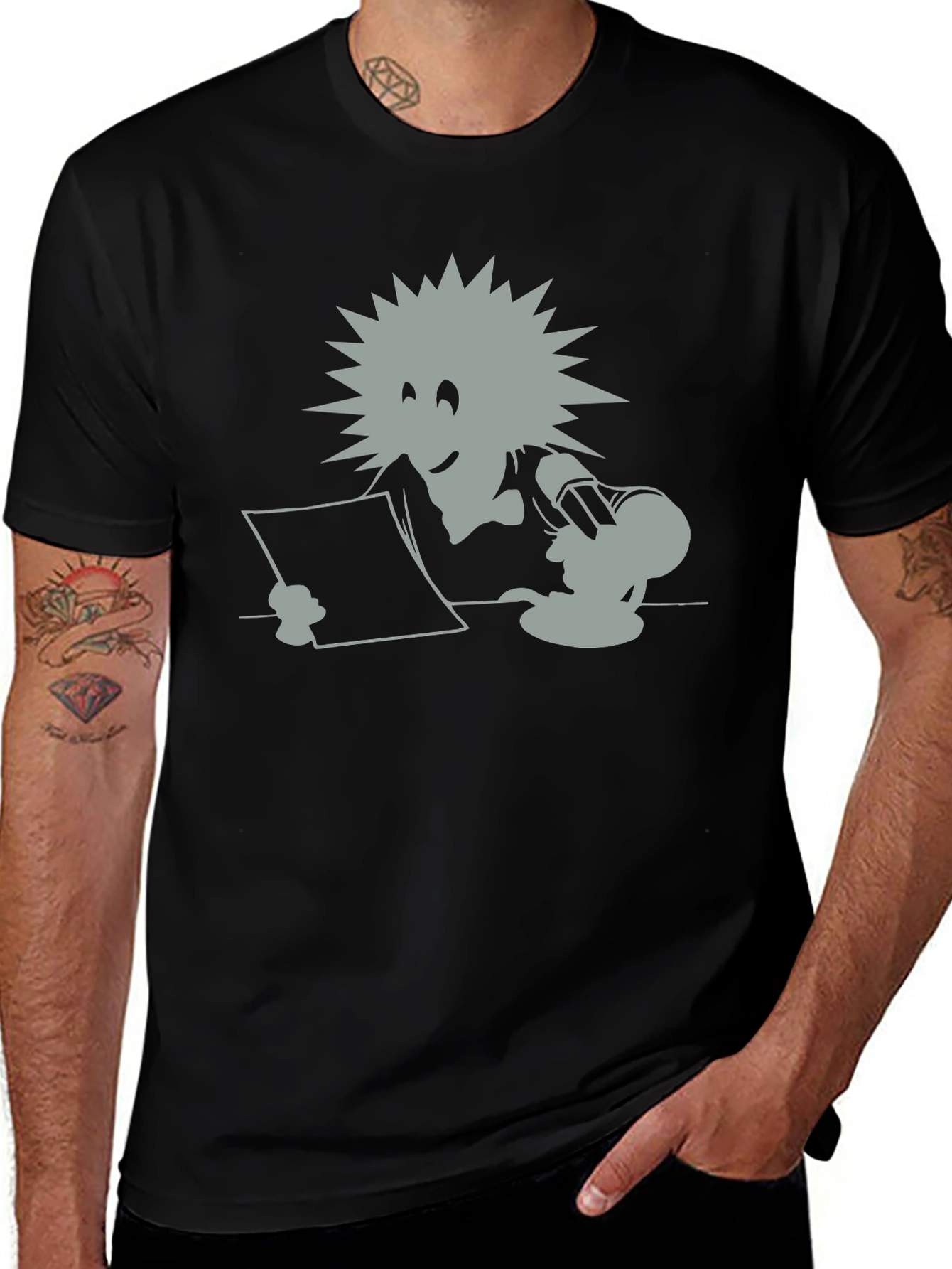 Variant 10 of Black T-Shirt with Unique Cartoon Graphic