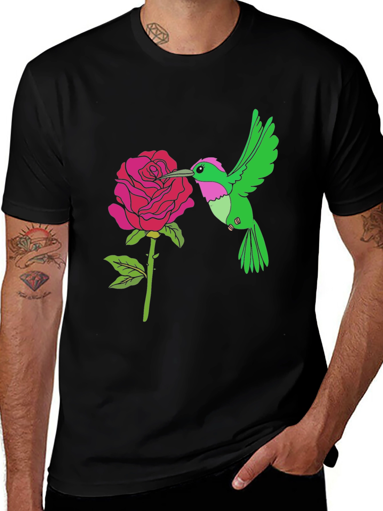 Variant 20 of Hummingbird and Rose Graphic Tee