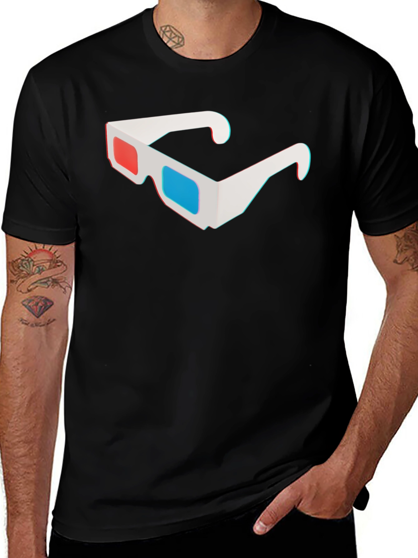 3D Glasses Graphic Tee - Classic Retro Style Shirt