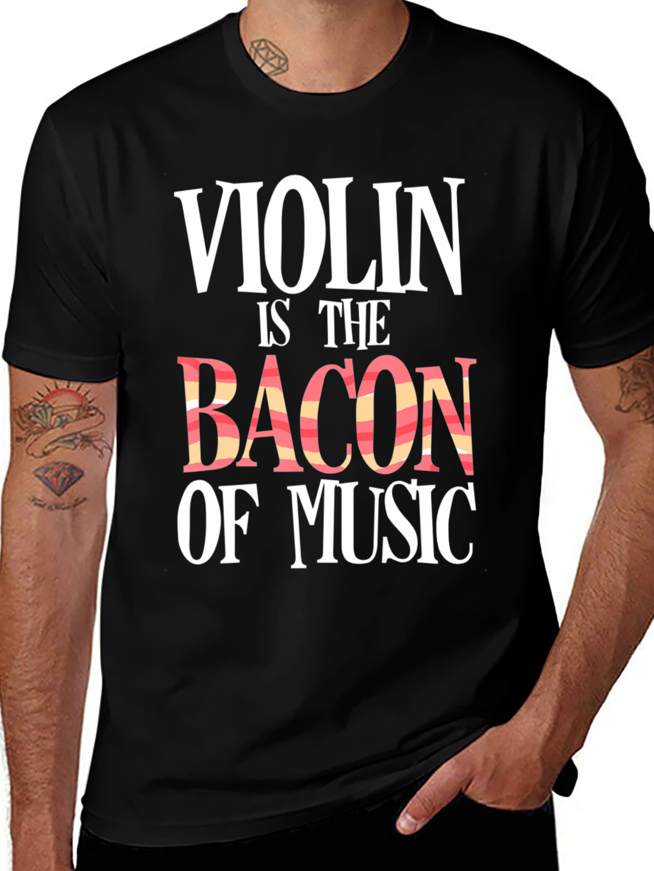 Variant 10 of Violin is The Bacon of Music Black Graphic Tee
