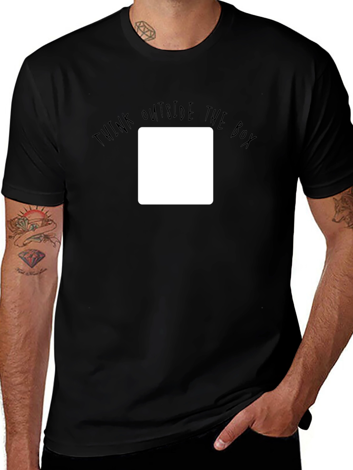 Variant 17 of Think Outside the Box Graphic Tee - Black