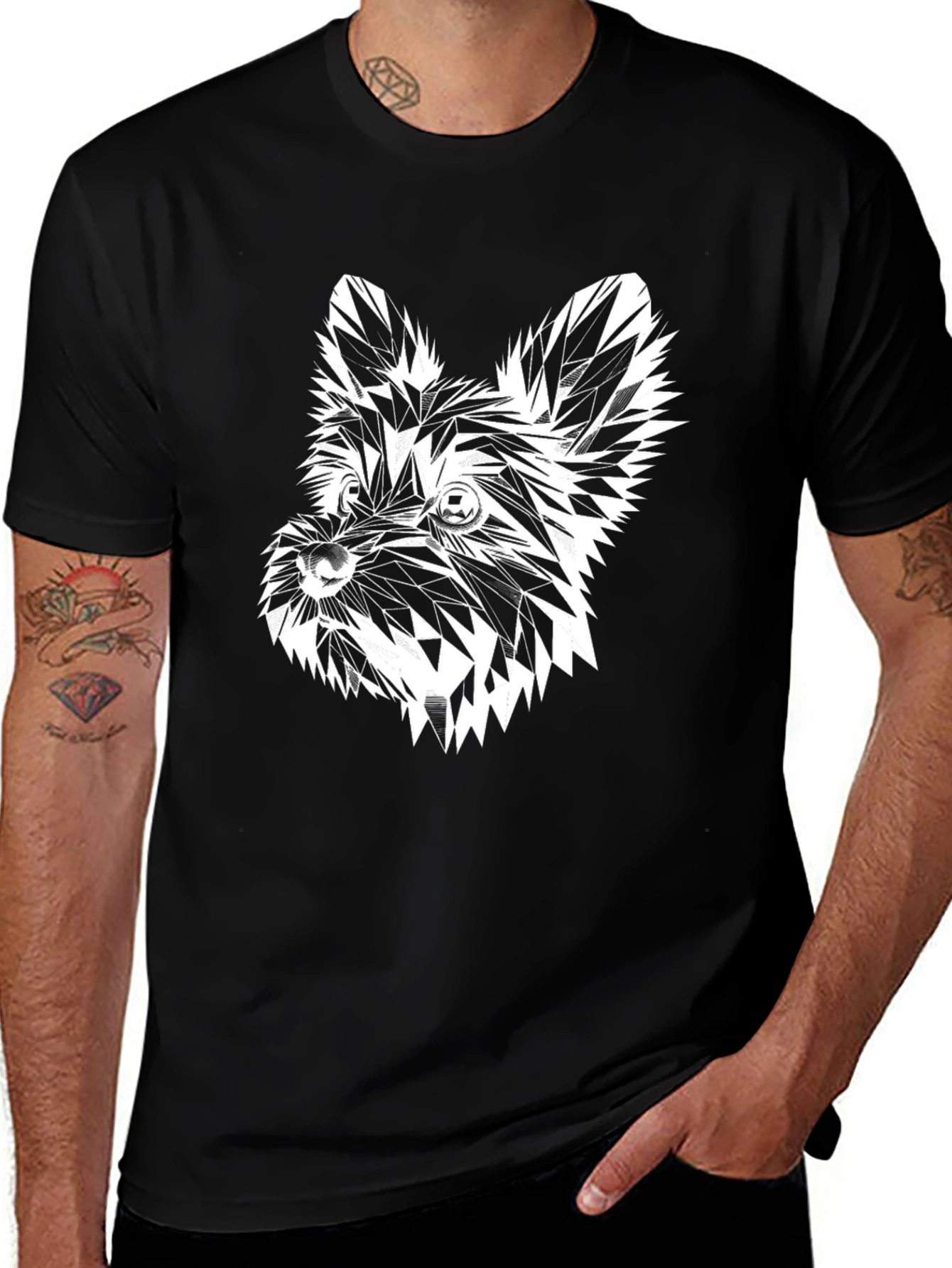 Variant 2 of Abstract Dog Graphic Tee - Stylish Black T-Shirt