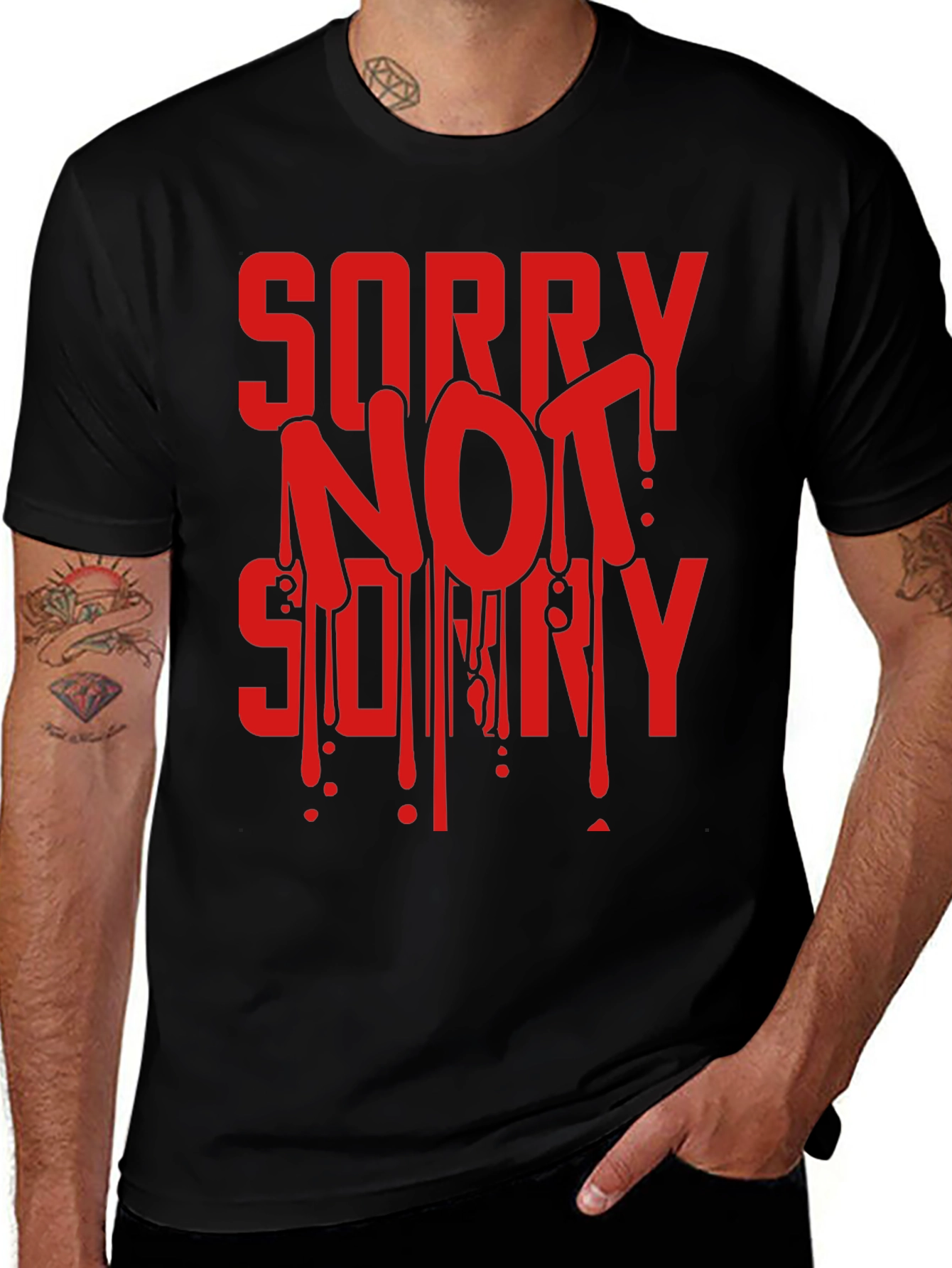 Black Sorry Not Sorry Graphic Tee - Men's Black T-Shirt main image
