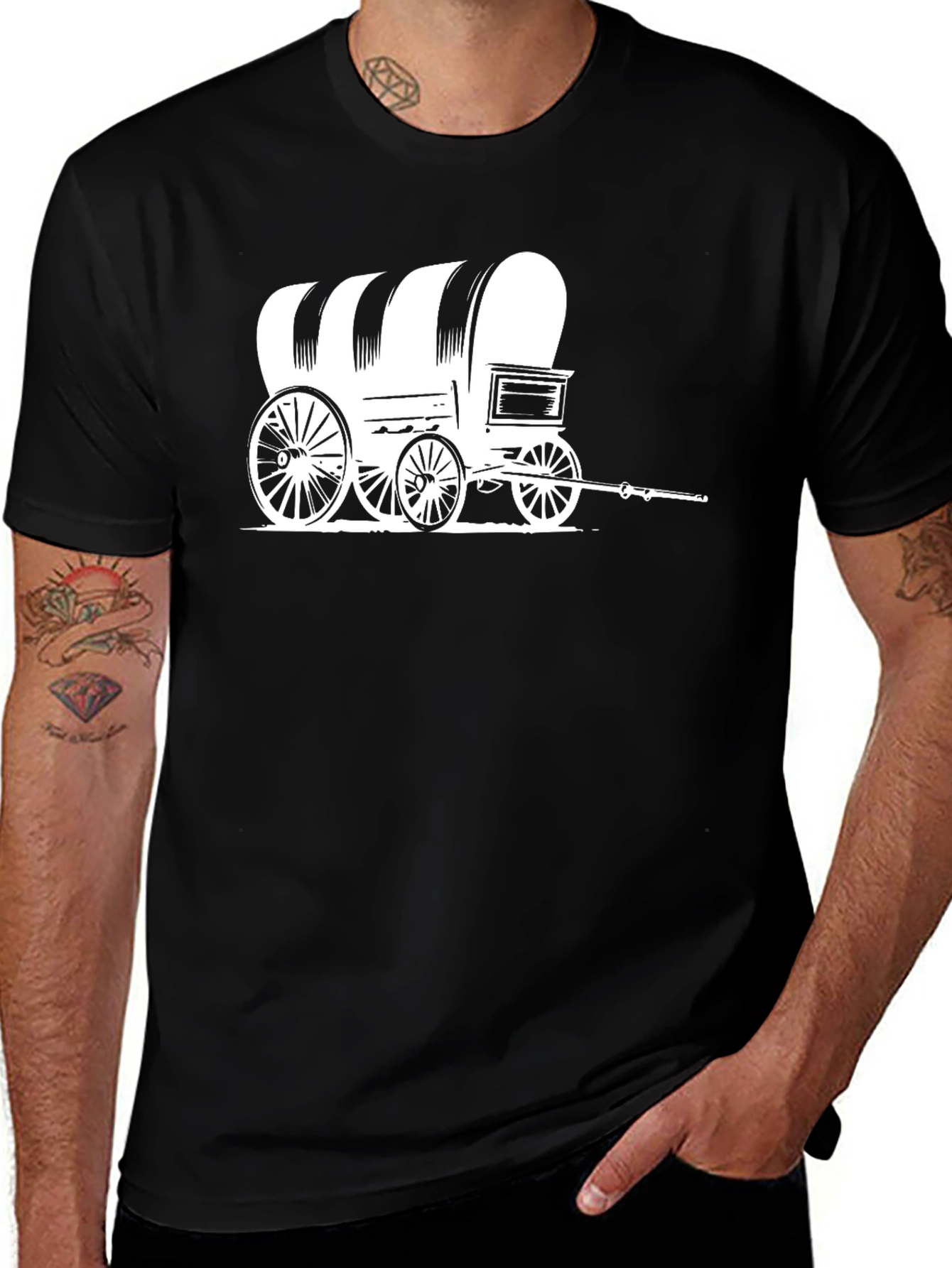 Variant 27 of Covered Wagon Graphic Tee - Western Style