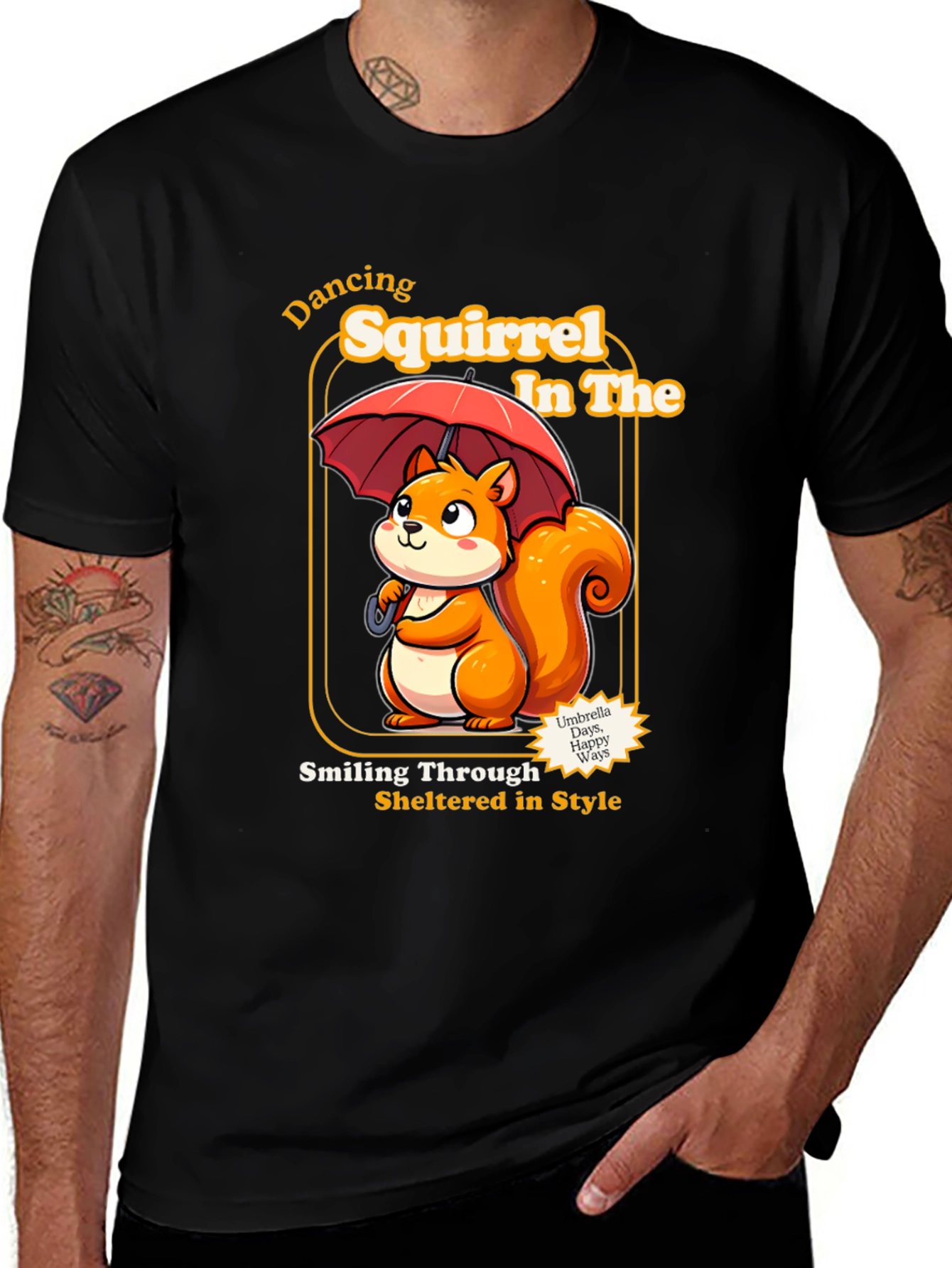 Variant 10 of Dancing Squirrel Graphic Tee - Sheltered in Style