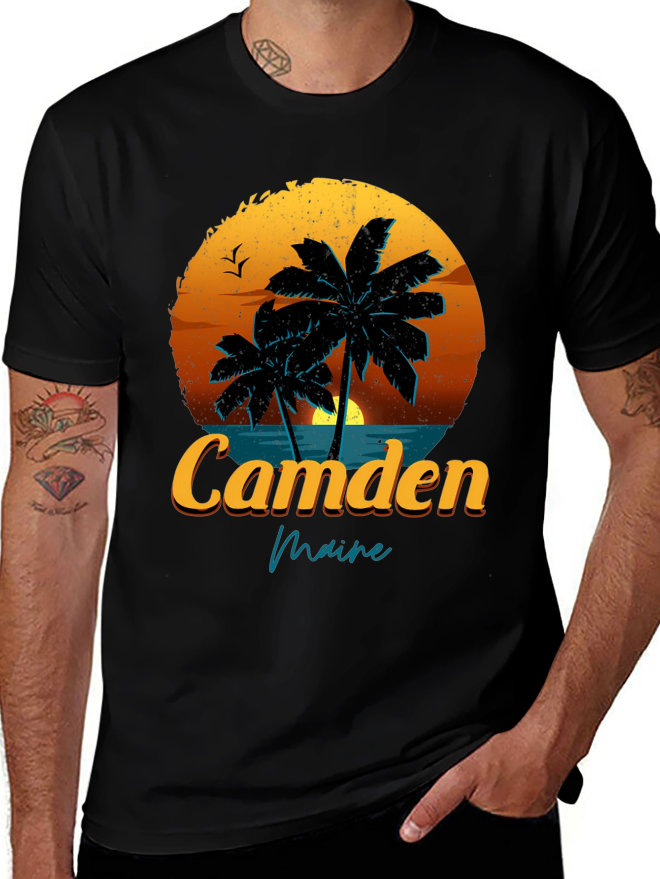 Variant 7 of Camden Maine Palm Sunset Graphic T-Shirt