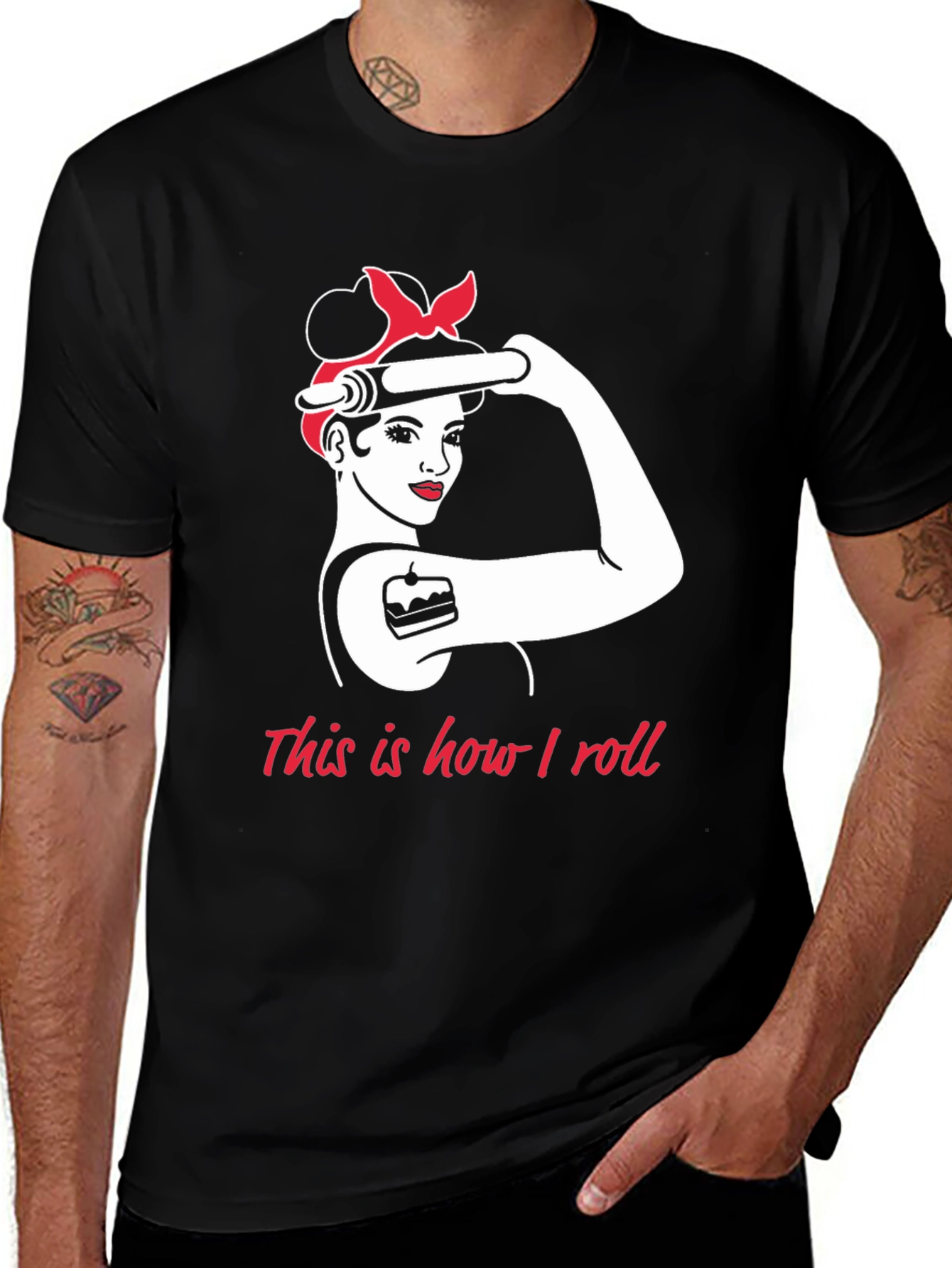 Variant 22 of Baker Woman 'How I Roll' Black T-Shirt
