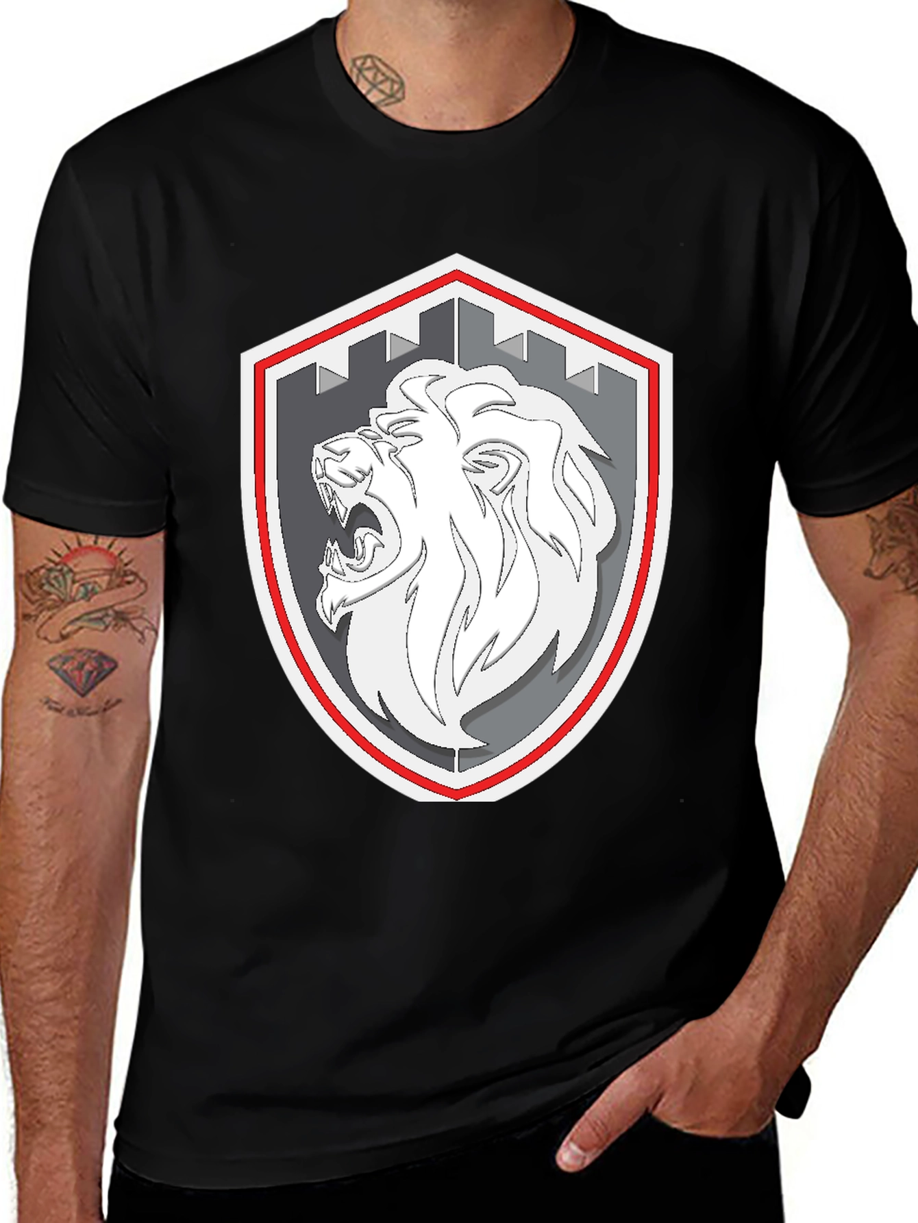 Variant 8 of Lion Crest Graphic Tee - Black T-Shirt