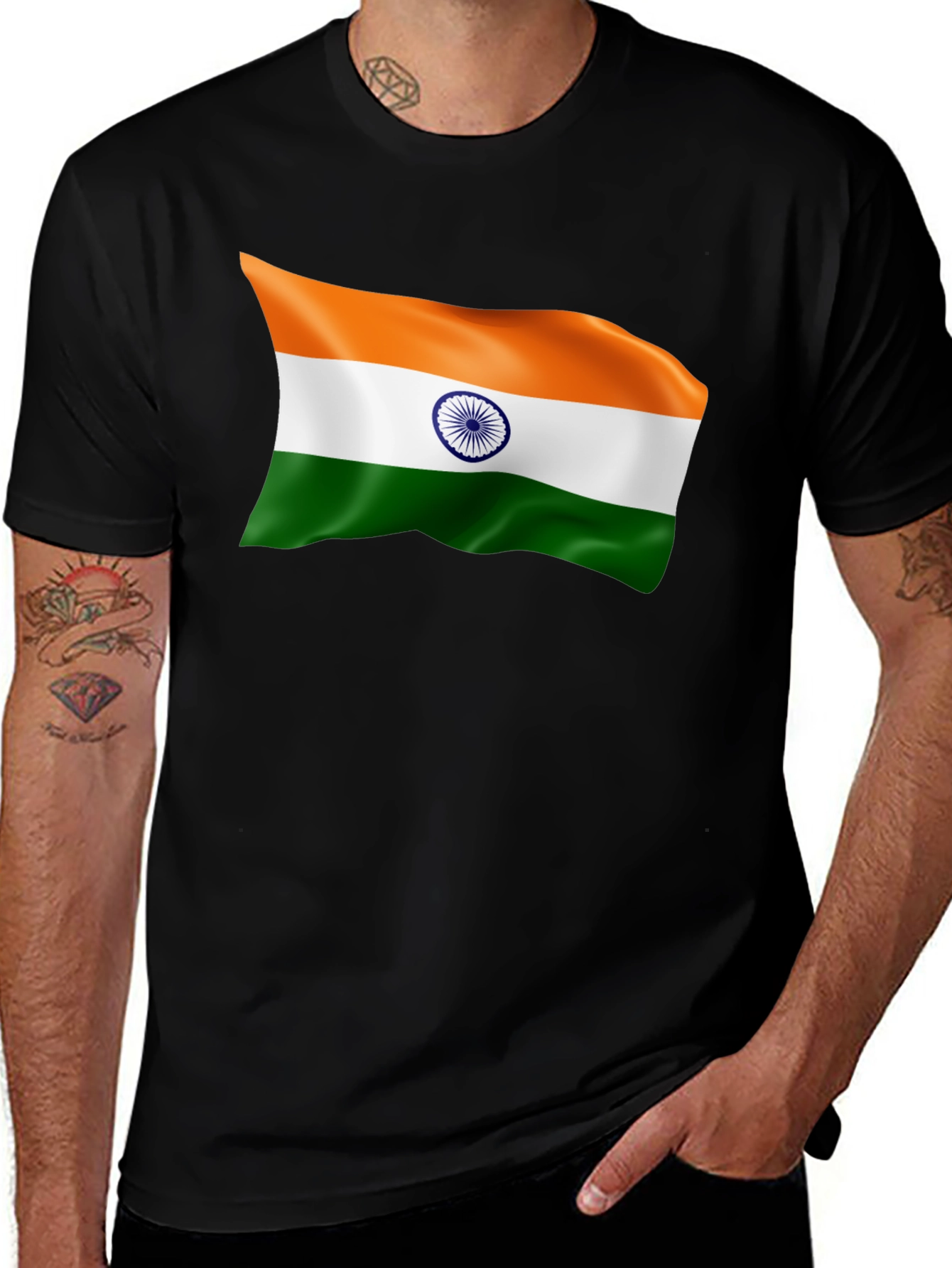 Variant 14 of India Flag Graphic Tee - Black Cotton T-Shirt