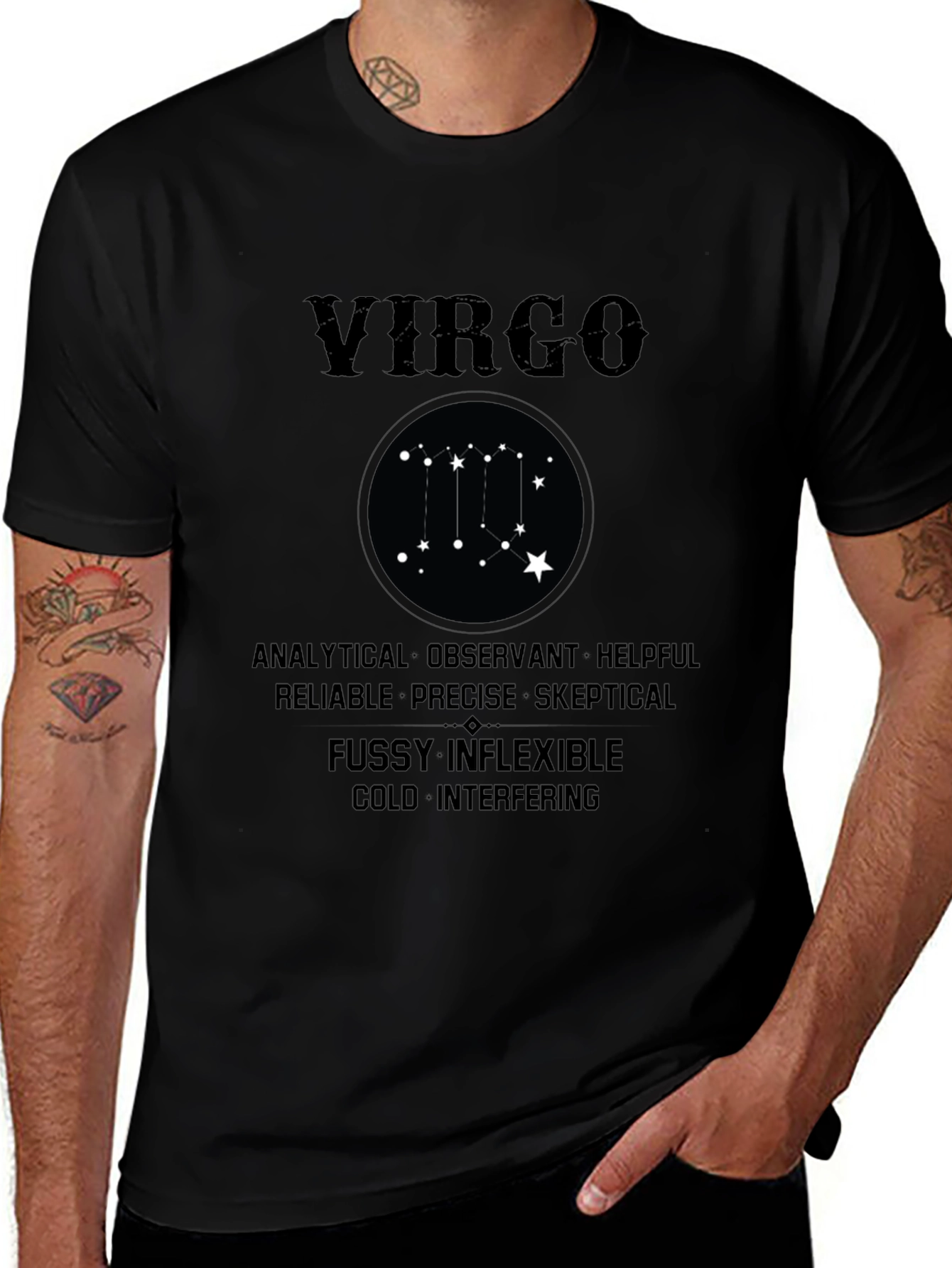 Black Virgo Zodiac Sign T-Shirt main image