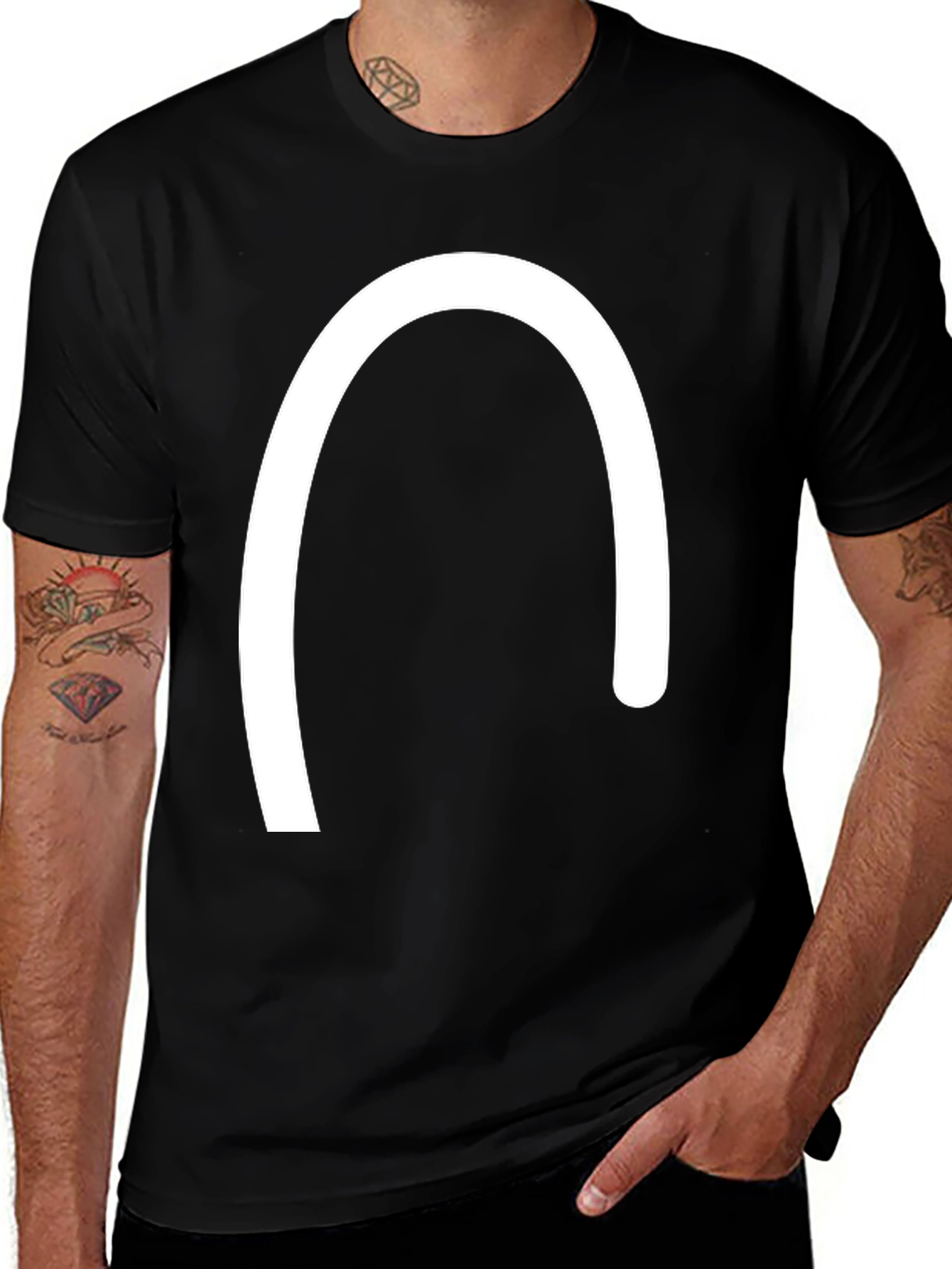 Variant 9 of Minimalist Curved Line Black T-Shirt
