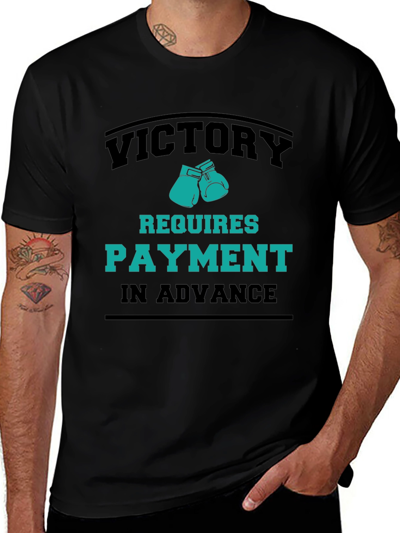 Variant 15 of Victory Requires Payment T-Shirt - Boxing Gloves Design