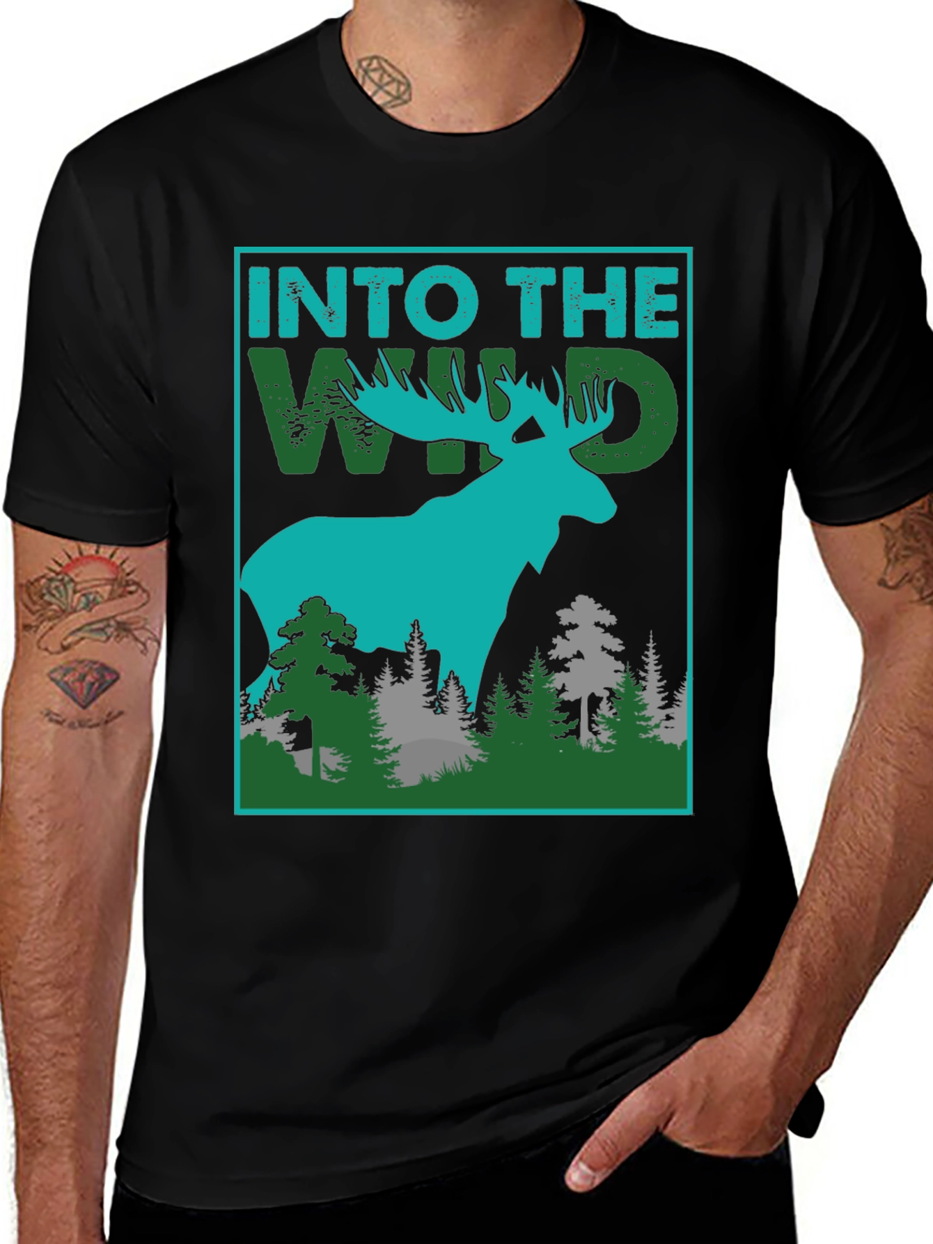 Variant 19 of Into The Wild Graphic Tee - Moose Design