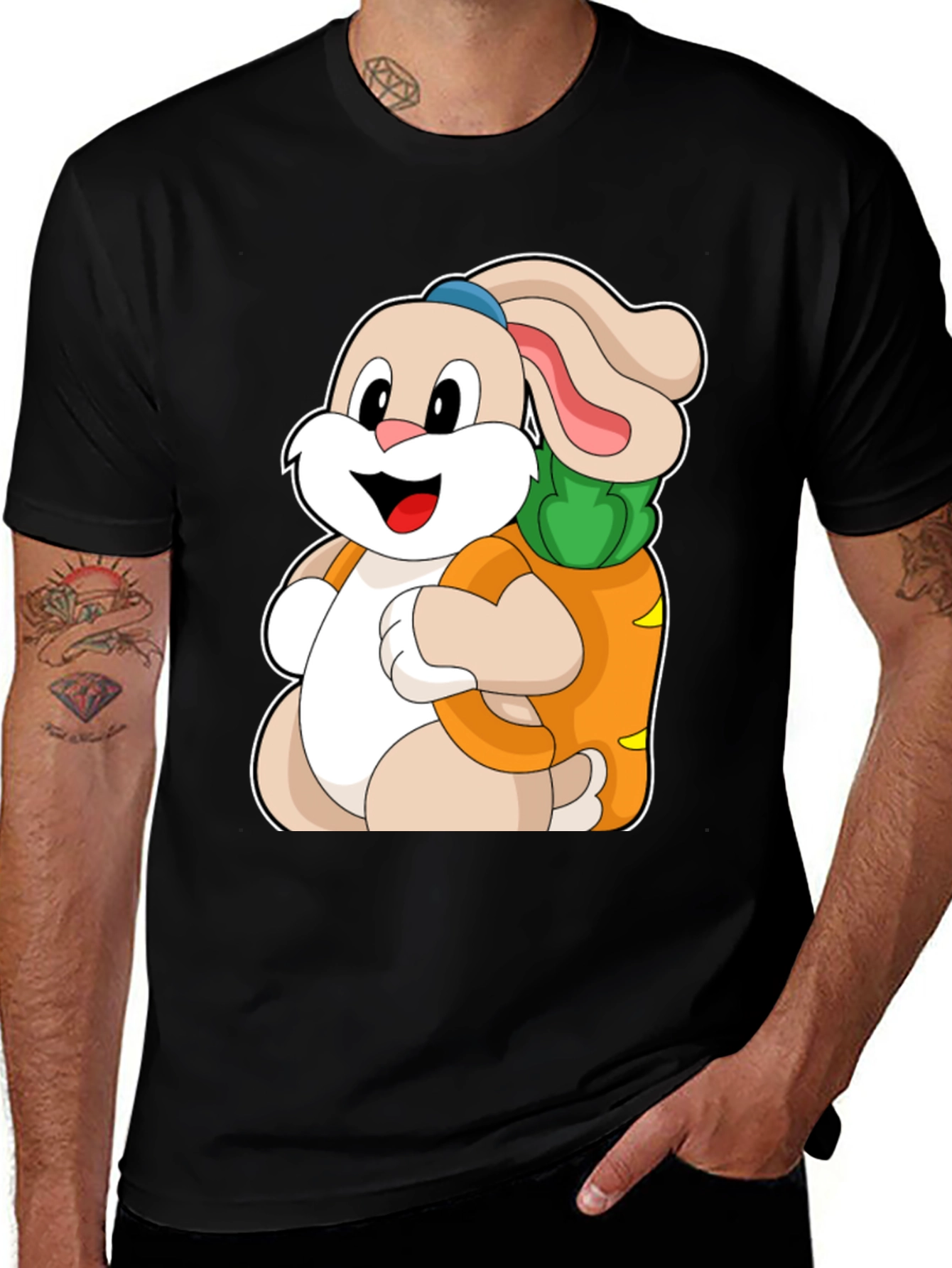 Variant 8 of Cute Cartoon Bunny with Carrot Graphic Tee