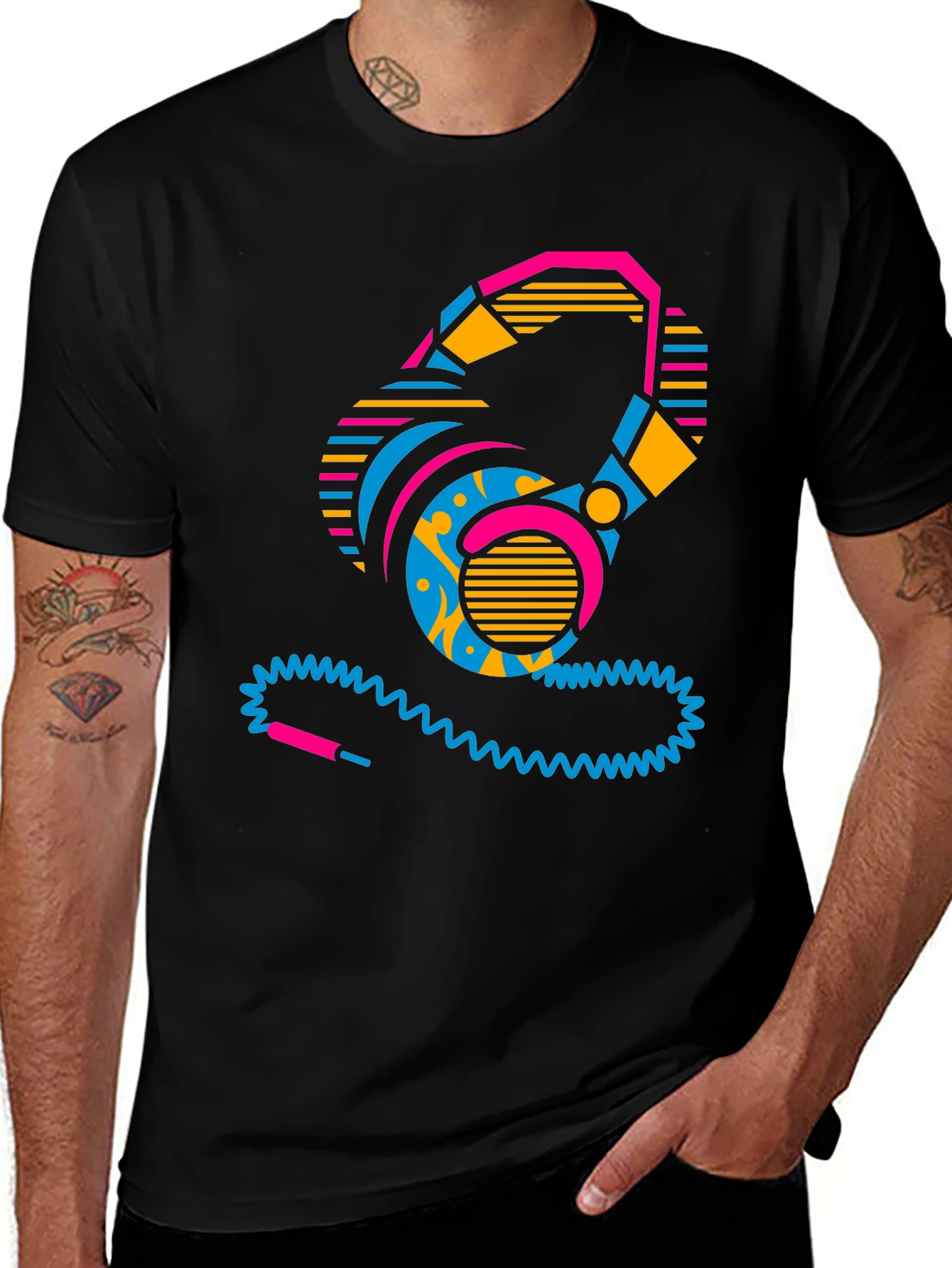 Variant 2 of Retro Headphones Graphic Tee - 80s Style