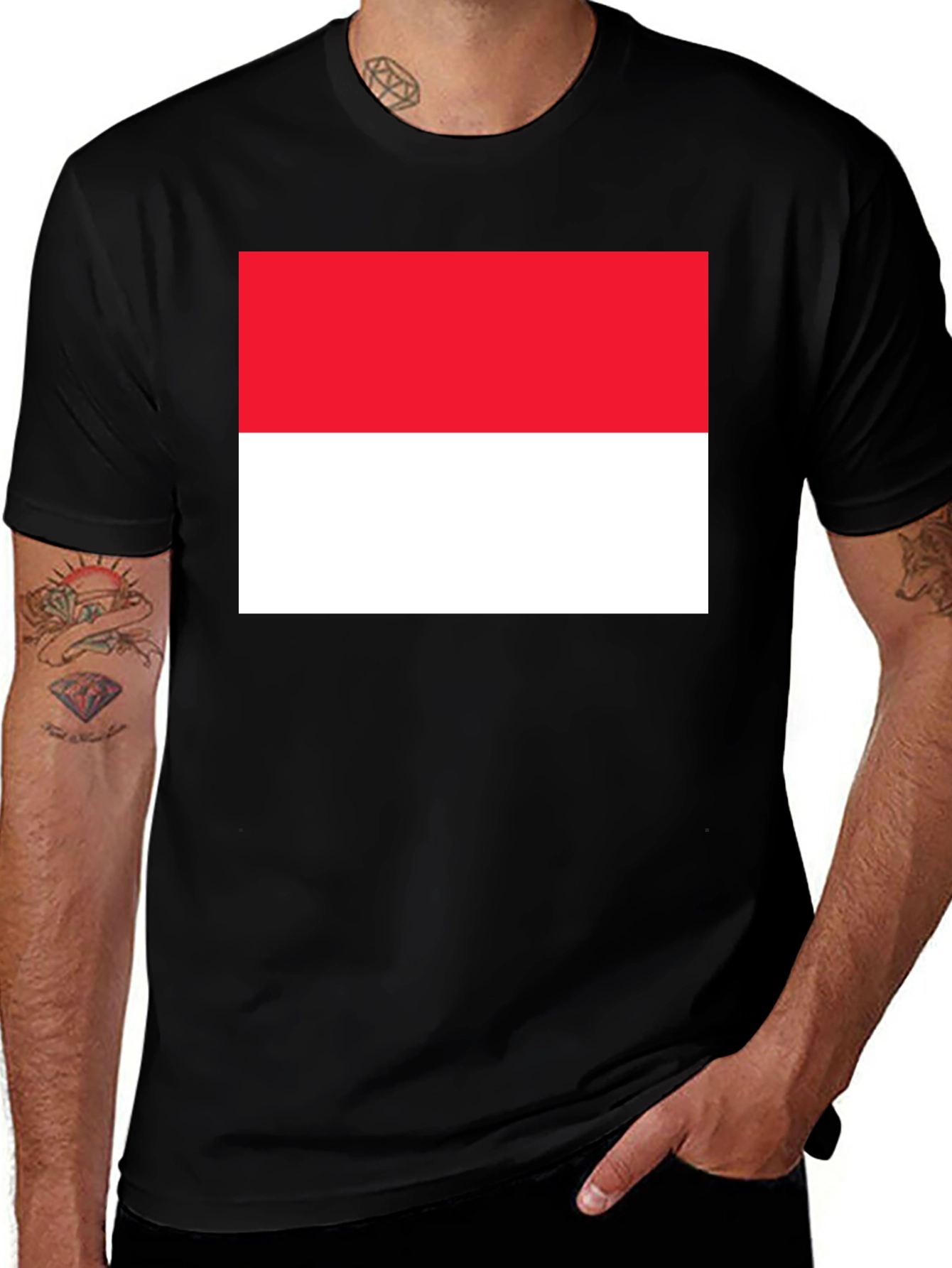 Variant 23 of Indonesia Flag Graphic Tee - Black Cotton Blend T-Shirt
