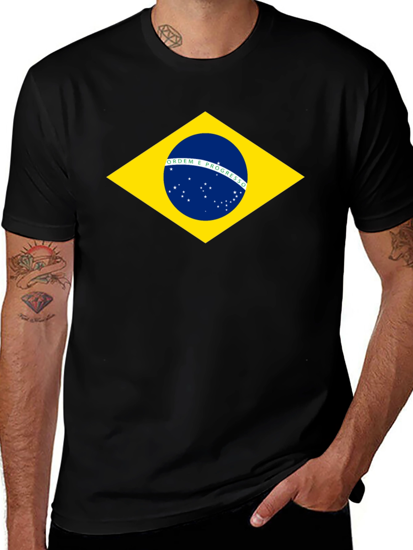 Variant 4 of Brazil Flag Graphic Black T-Shirt