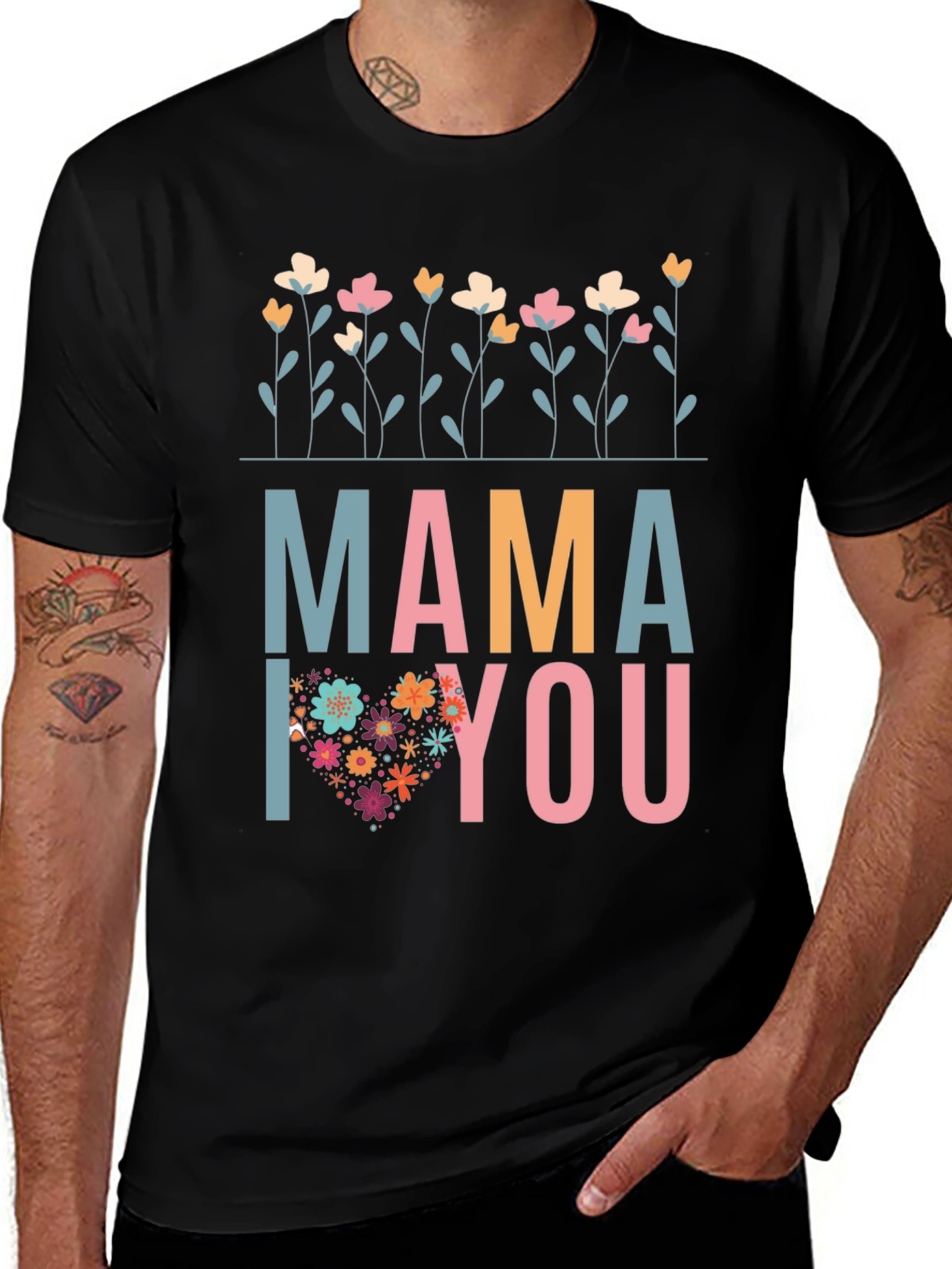 Variant 22 of Mama I Love You Floral Heart T-Shirt