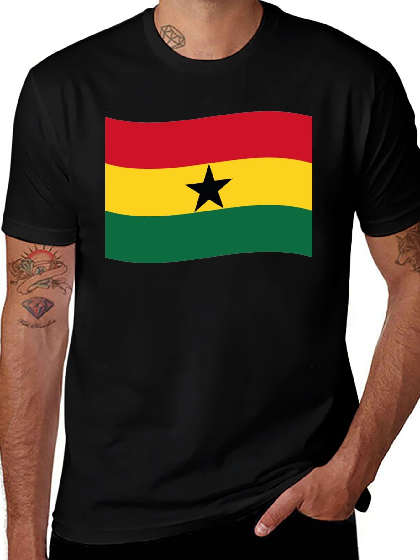 Variant 17 of Ghana Flag T-Shirt - Black Graphic Tee