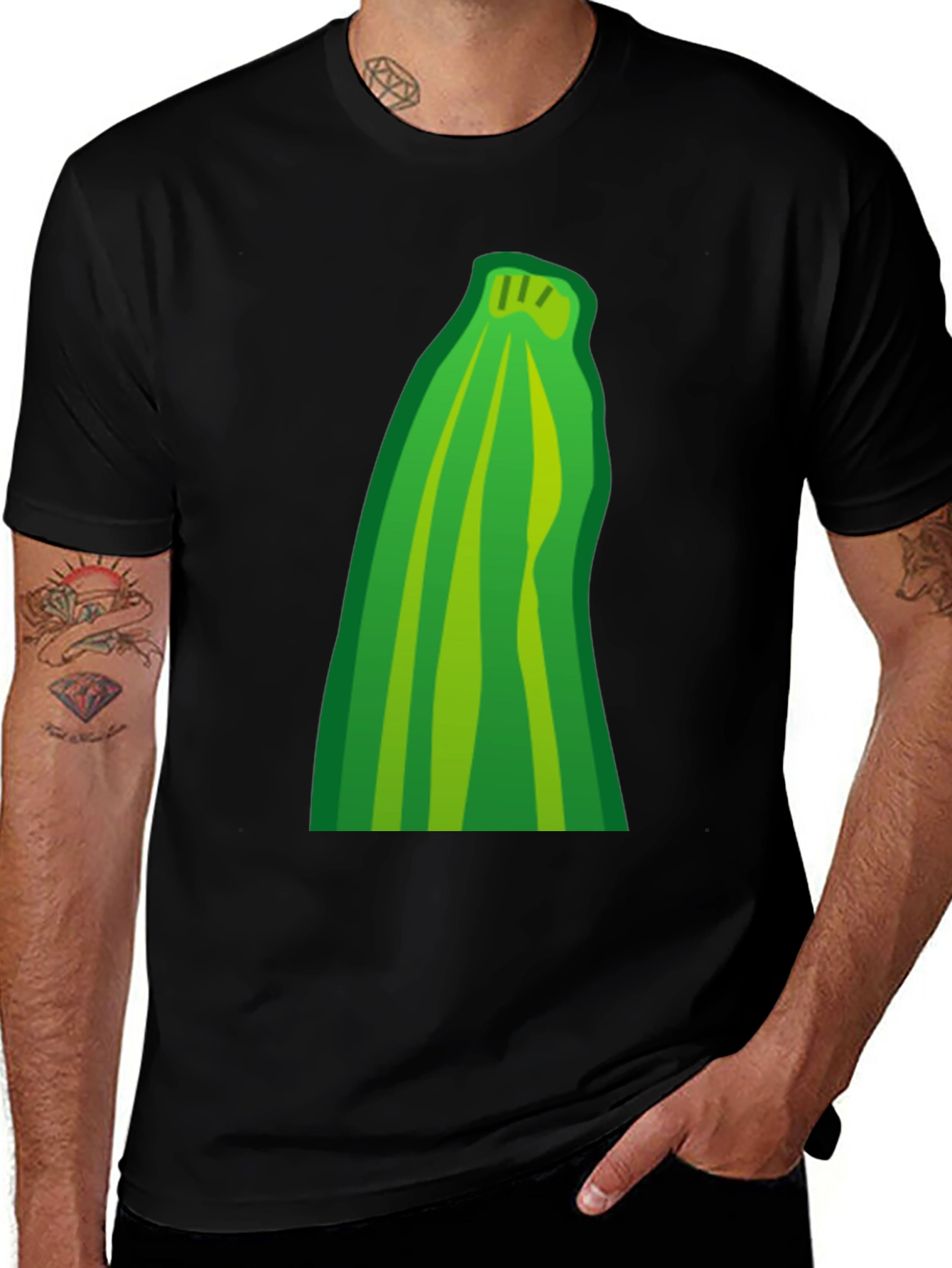 Zucchini Graphic Print Black T-Shirt