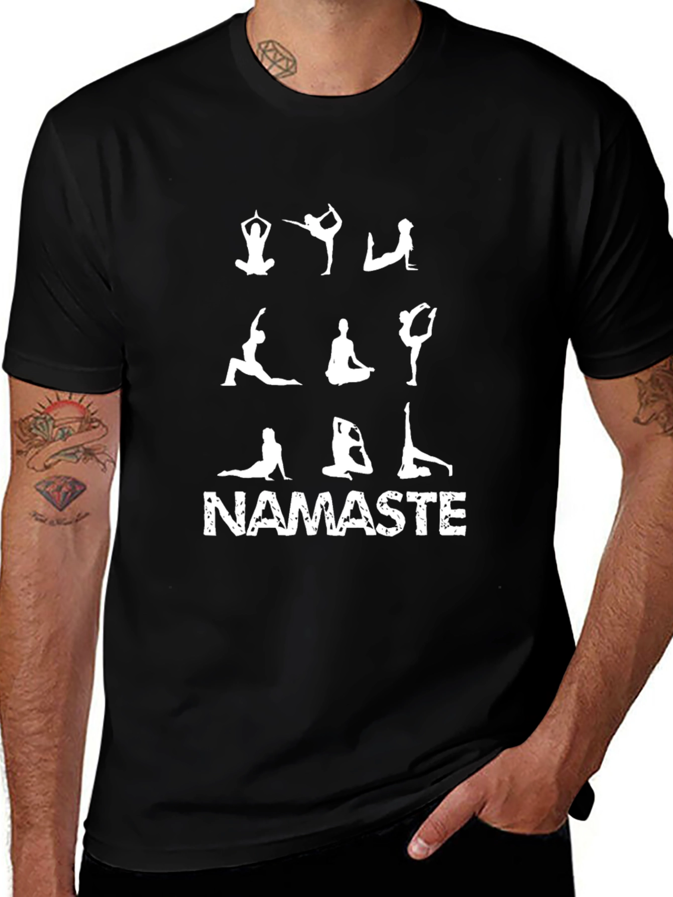 Variant 12 of Namaste Yoga Pose Graphic Tee - Black