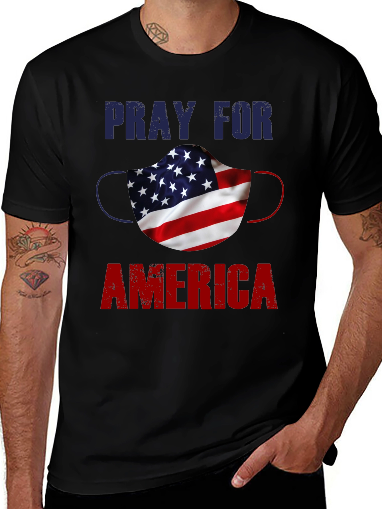 Variant 23 of Pray For America T-Shirt Patriotic USA Flag Face Mask