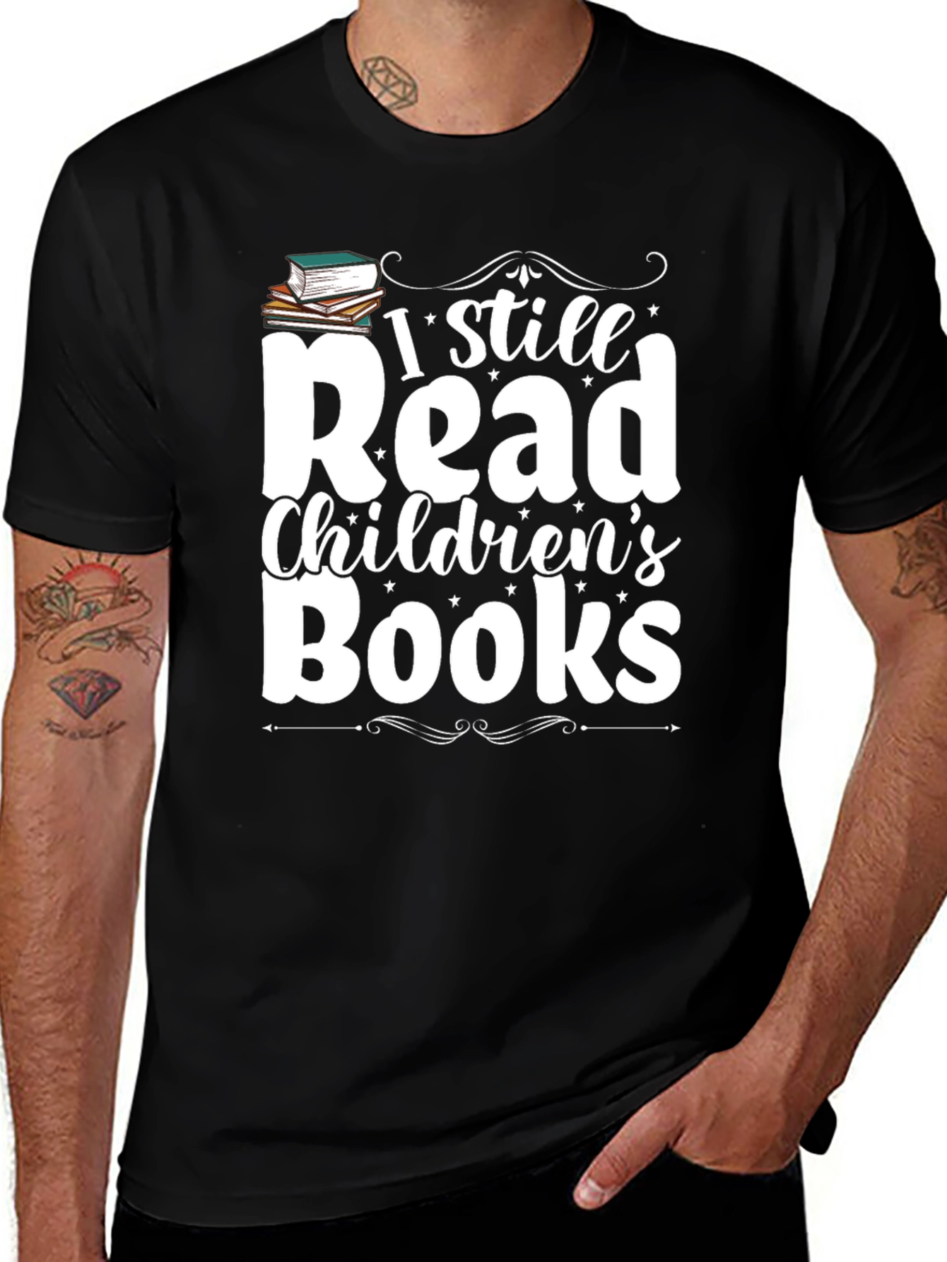 Variant 24 of I Still Read Children's Books Black T-Shirt