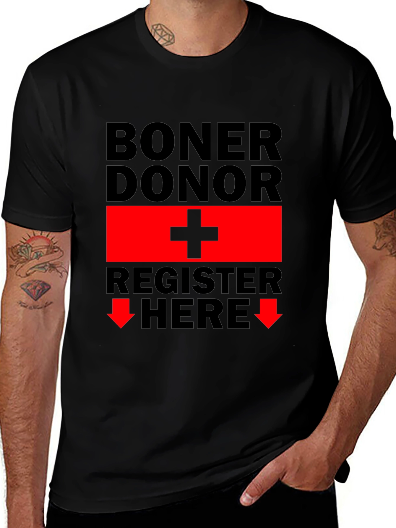 Variant 15 of Boner Donor Register Here Funny Graphic Tee