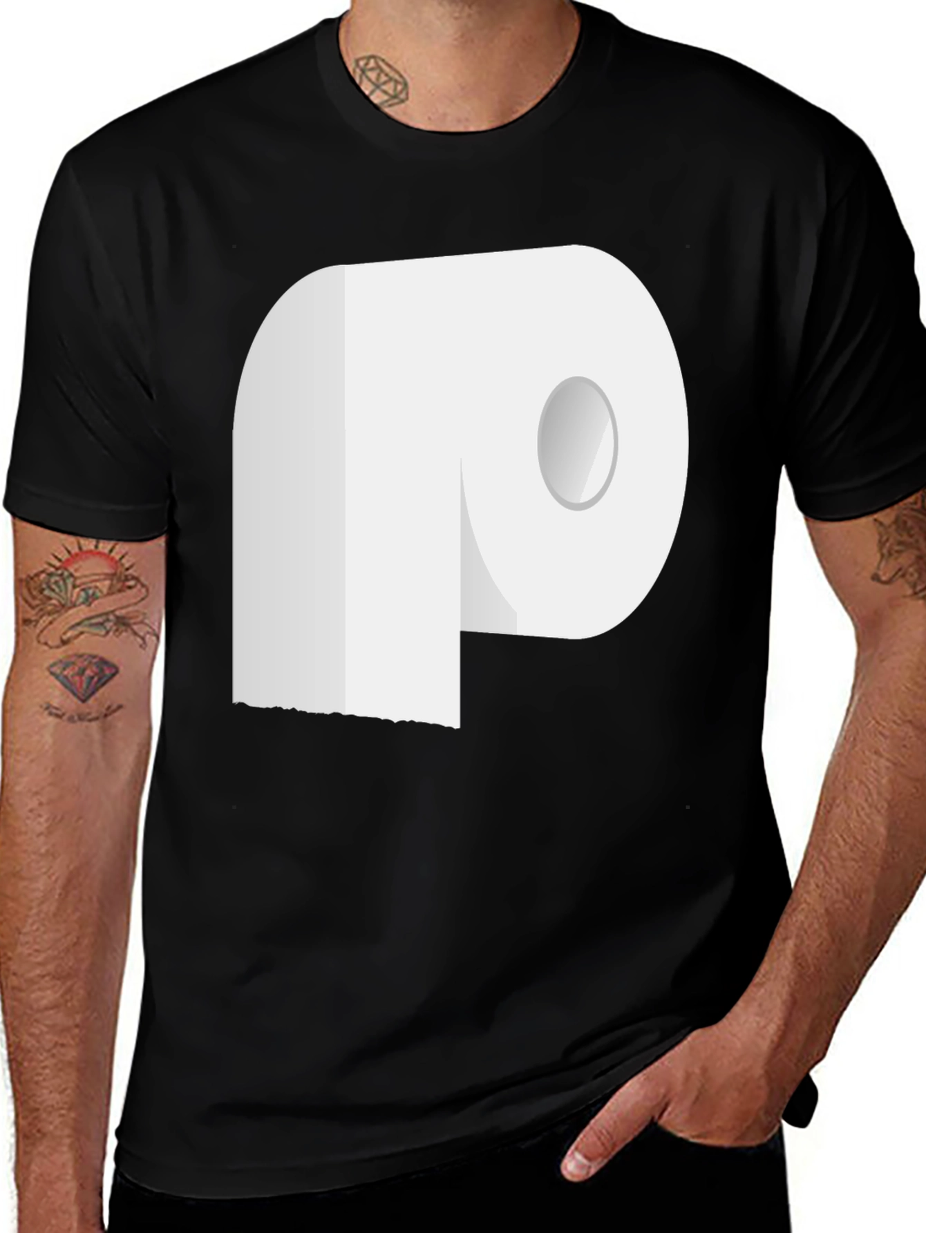 Funny Toilet Paper Roll Graphic T-Shirt - Black