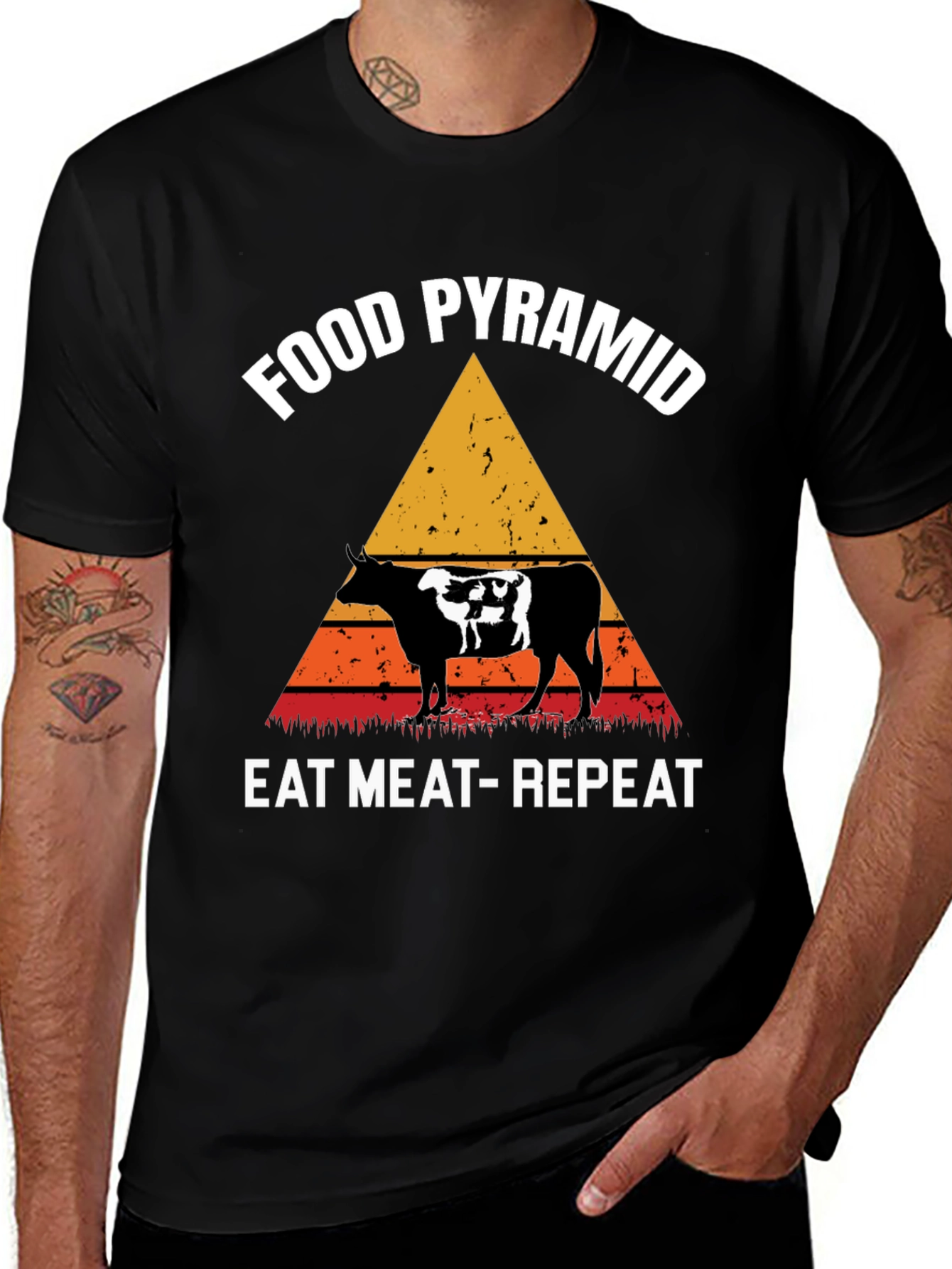 Food Pyramid Eat Meat Repeat Graphic Tee