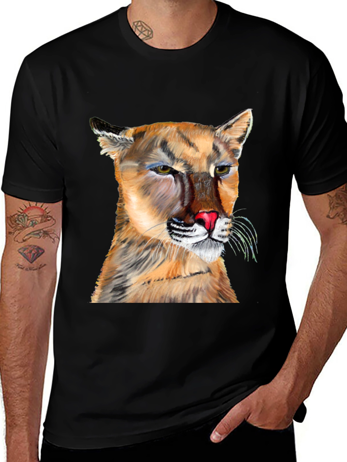 Variant 8 of Cougar Graphic Tee - Black Crew Neck