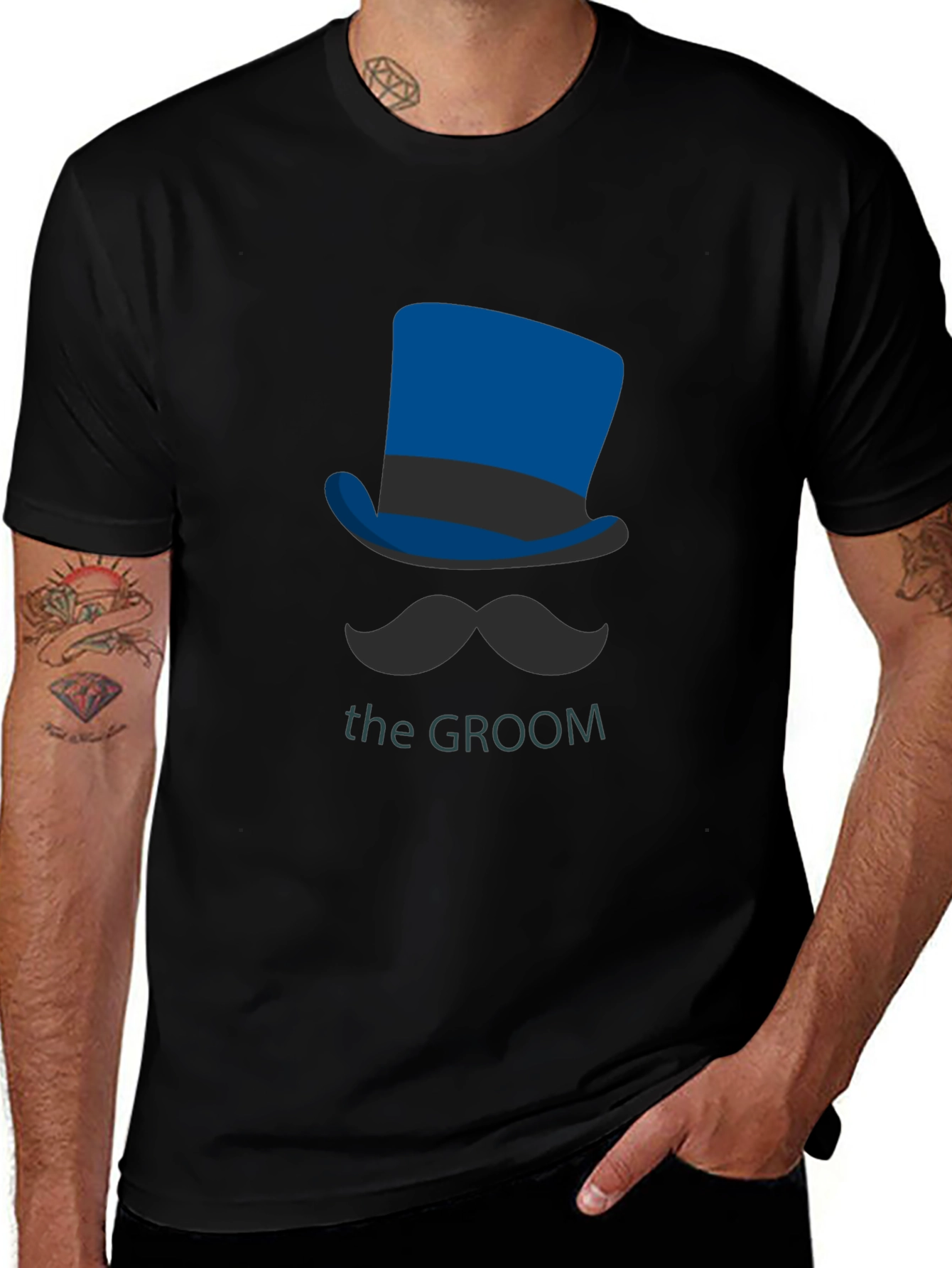 Variant 12 of Groom T-Shirt - Top Hat & Mustache